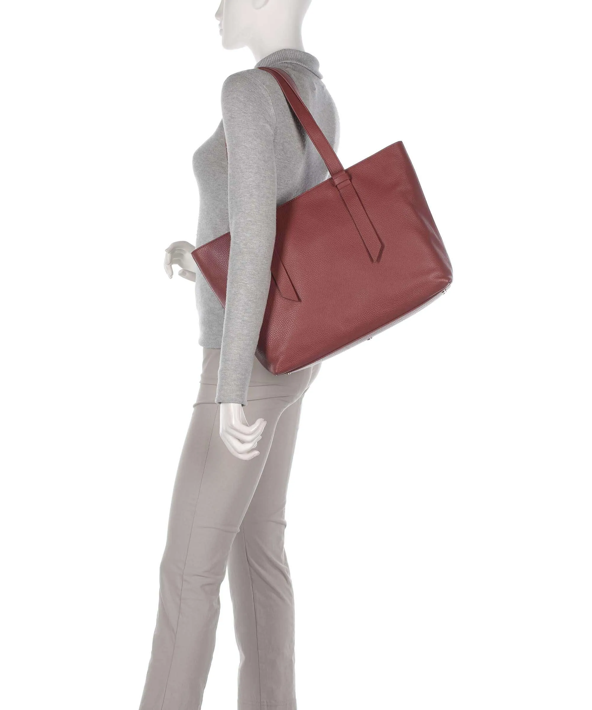  Coccinelle Malory Borsa shopper pelle di vacchetta grana marrone  