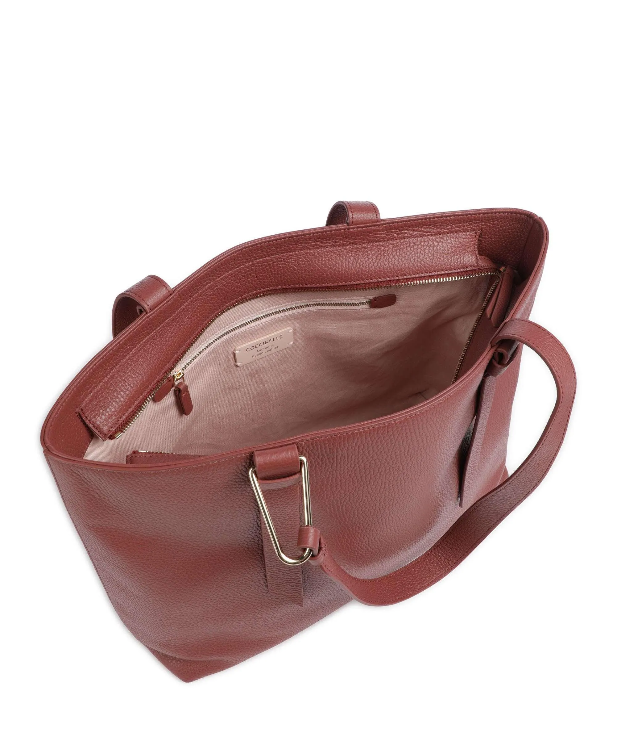  Coccinelle Malory Borsa shopper pelle di vacchetta grana marrone  