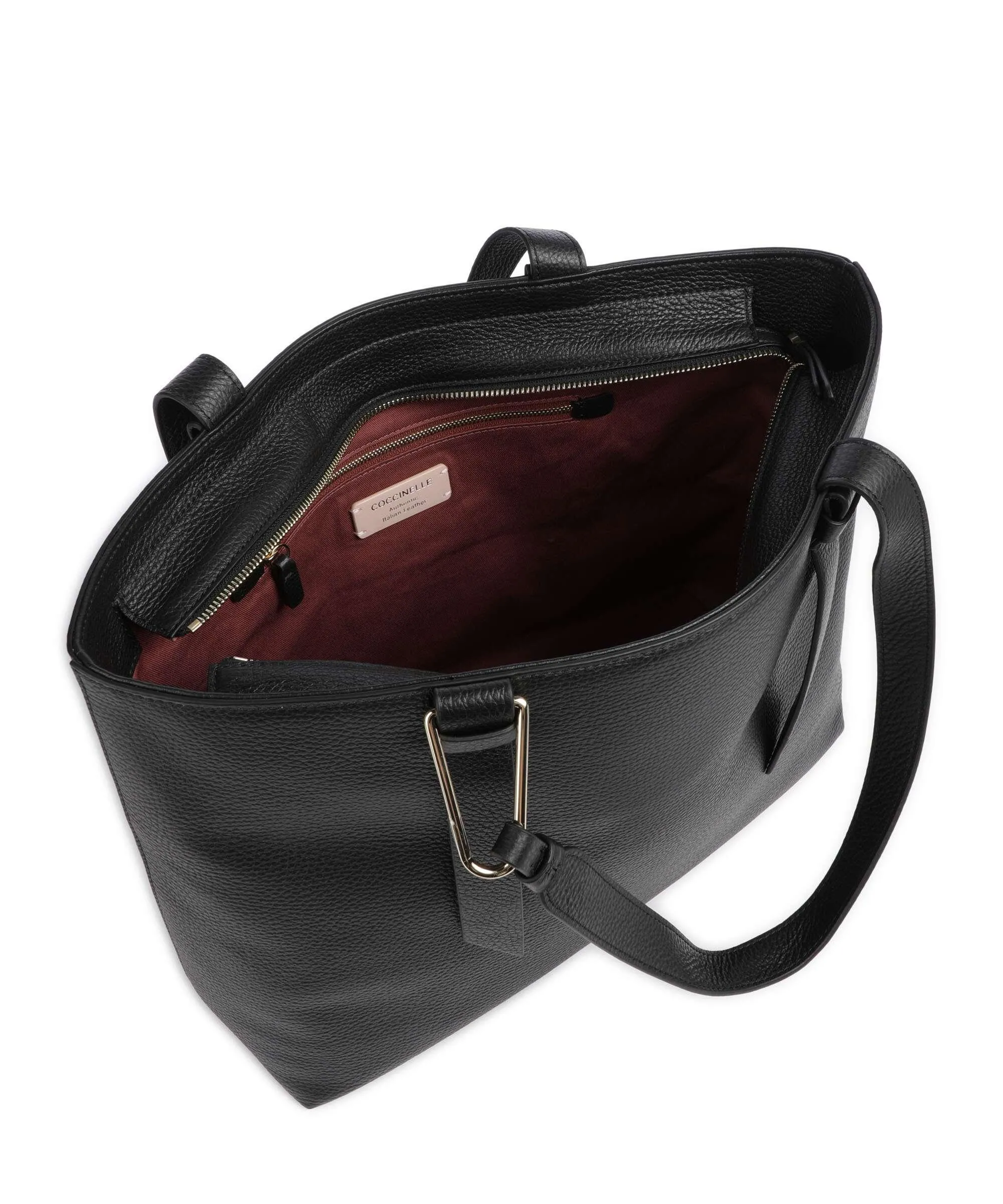  Coccinelle Malory Borsa shopper pelle di vacchetta grana nero  