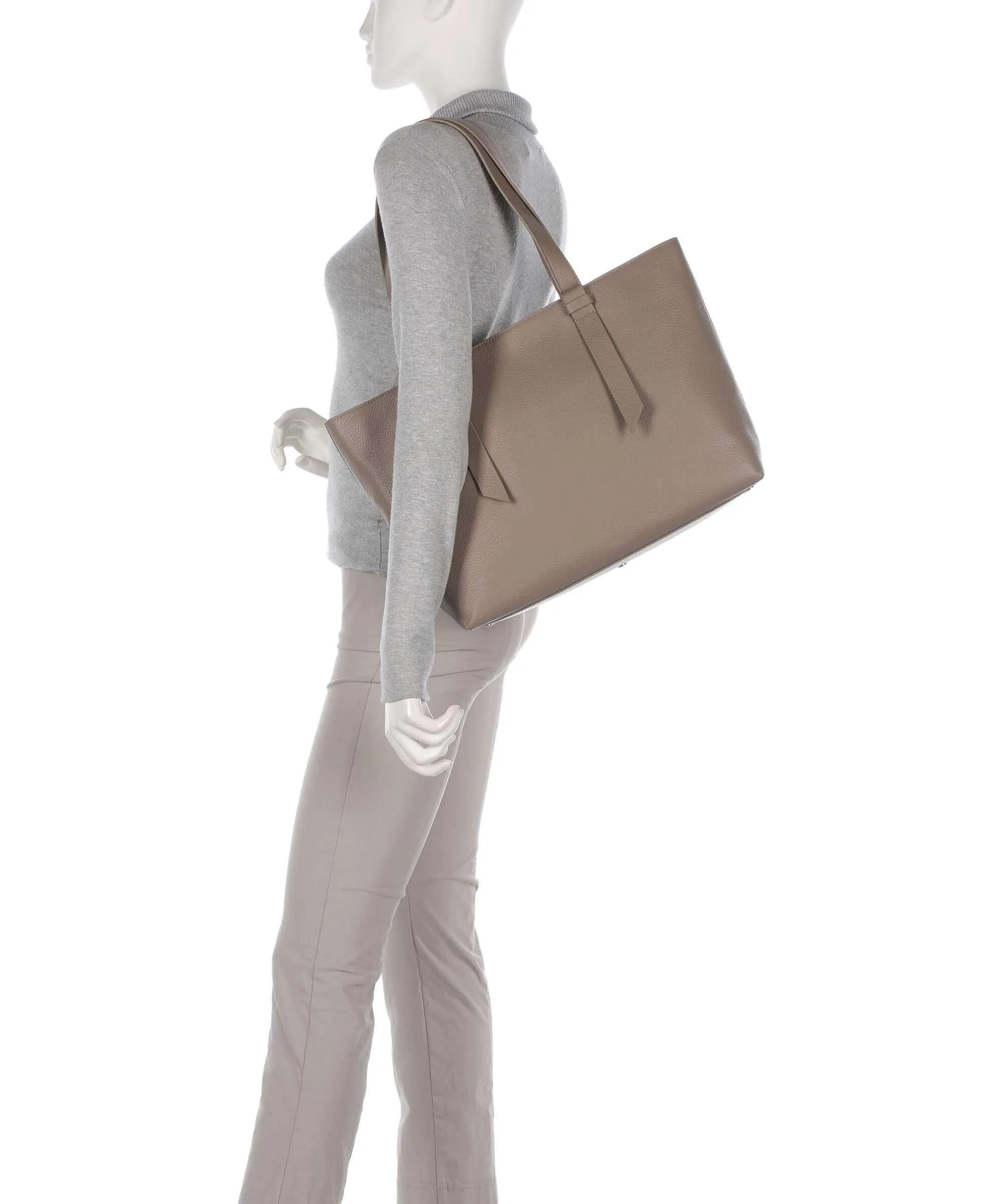  Coccinelle Malory Borsa shopper pelle di vacchetta grana taupe  