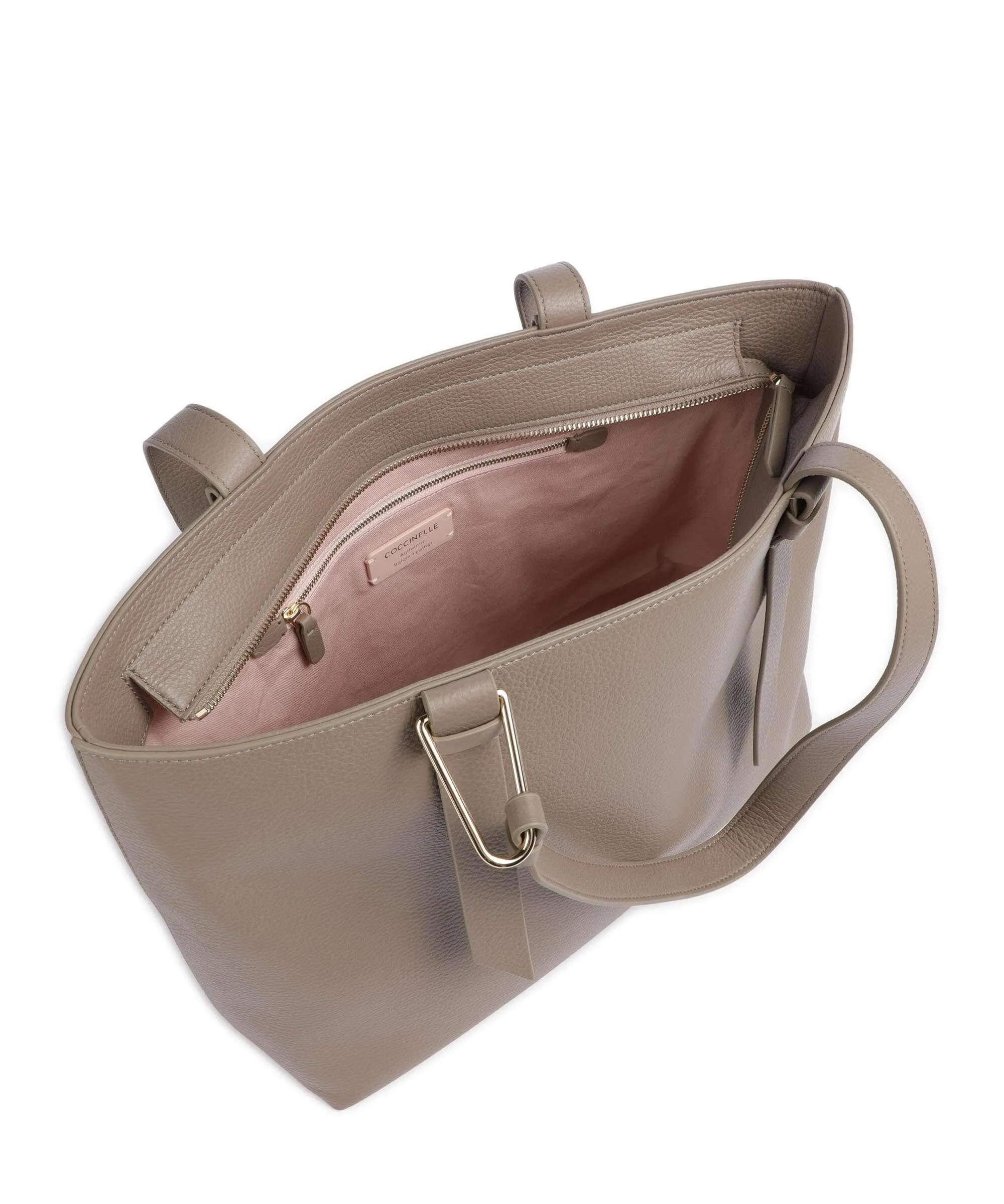  Coccinelle Malory Borsa shopper pelle di vacchetta grana taupe  