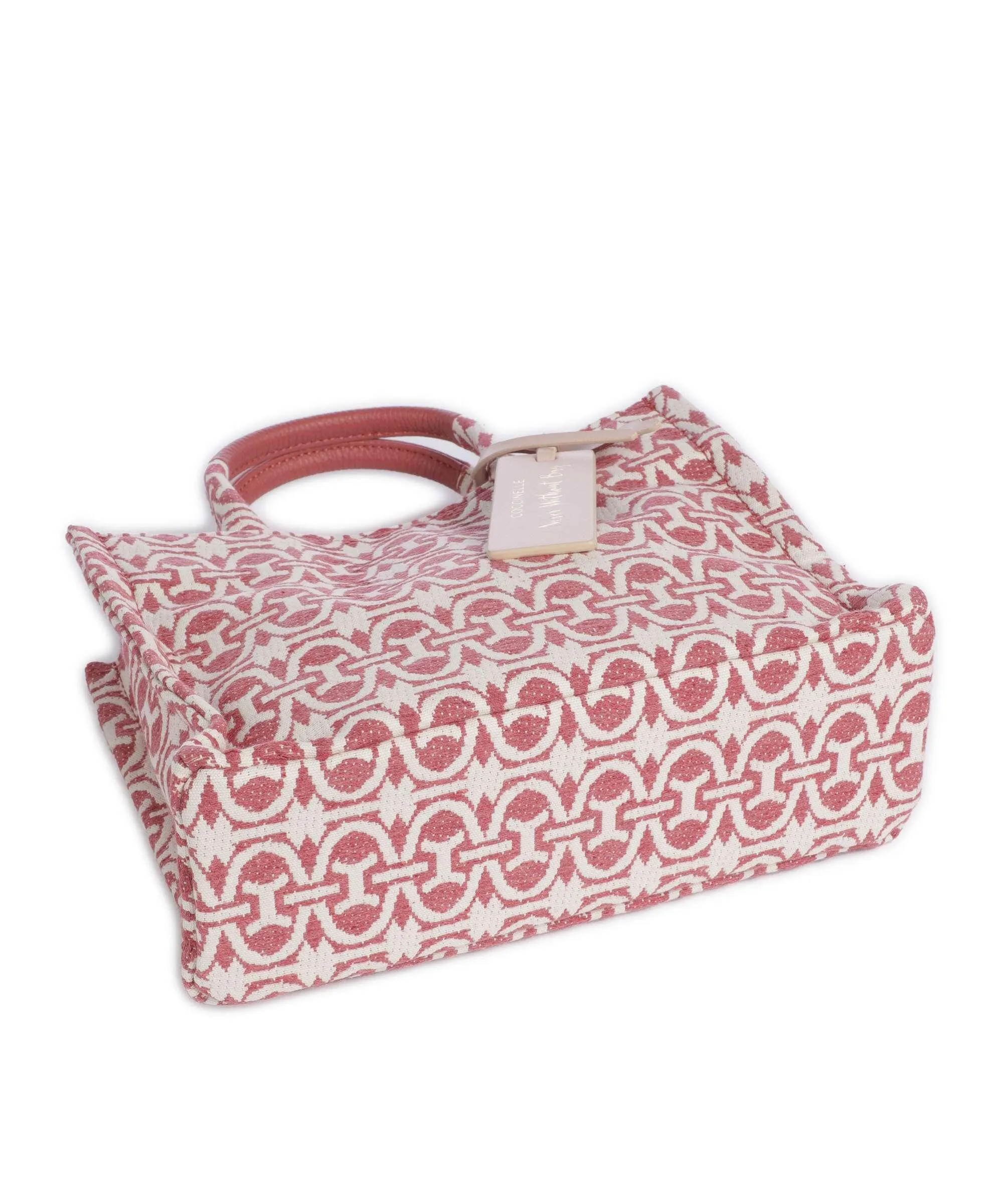 Coccinelle Never Without Bag Monogram Borsa a mano cotone rosa antico/bianco  