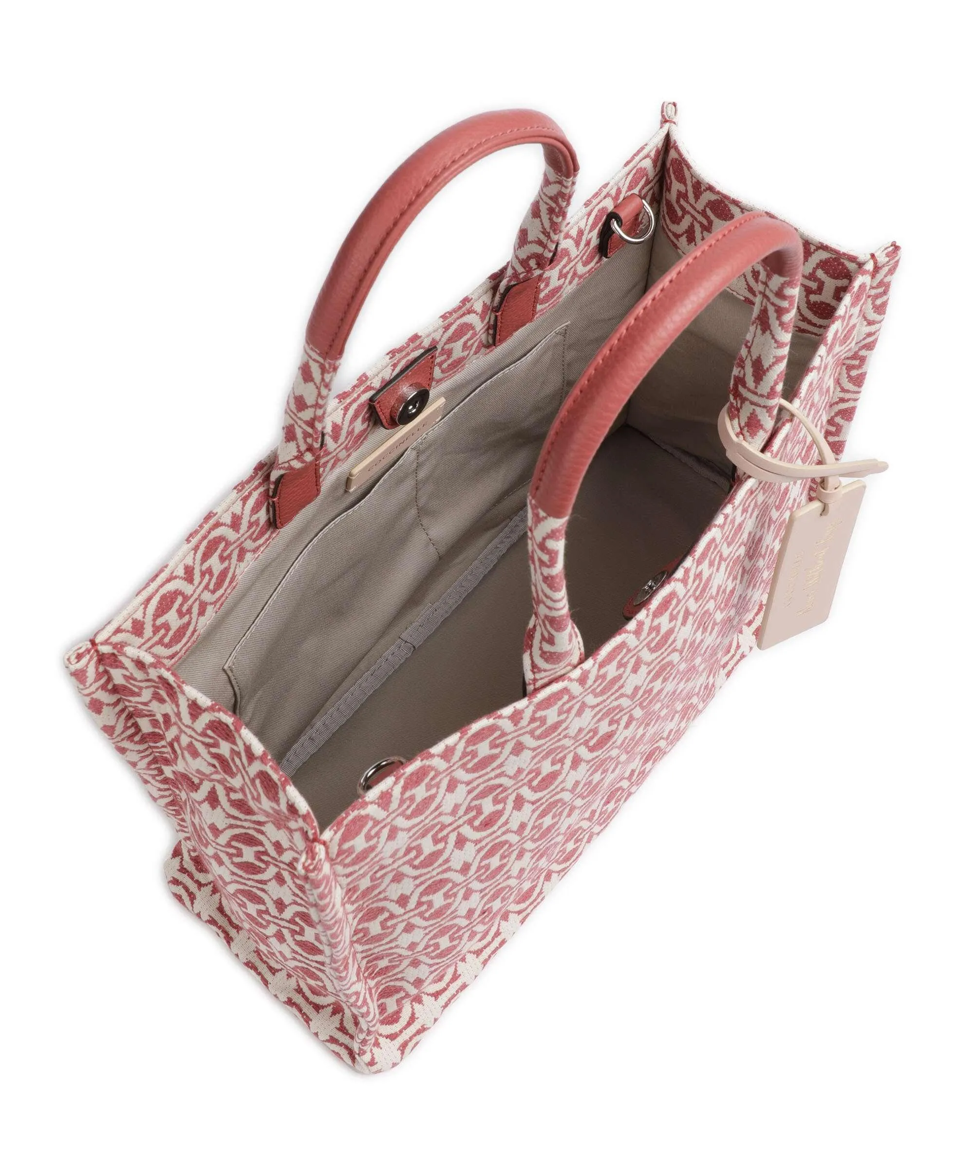  Coccinelle Never Without Bag Monogram Borsa a mano tissu rosa antico/bianco  
