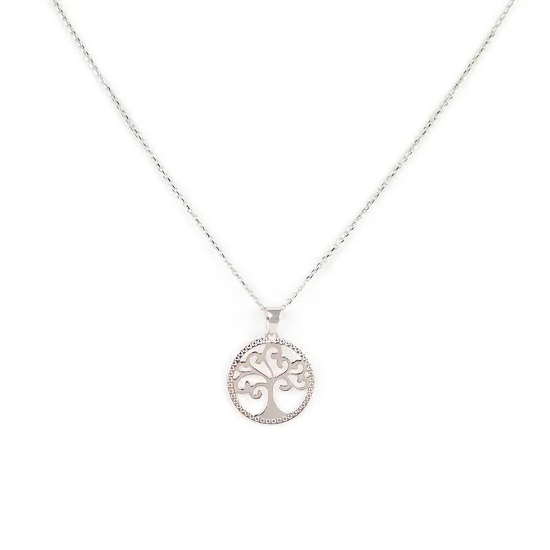 Collana con ciondolo albero della vita in oro bianco