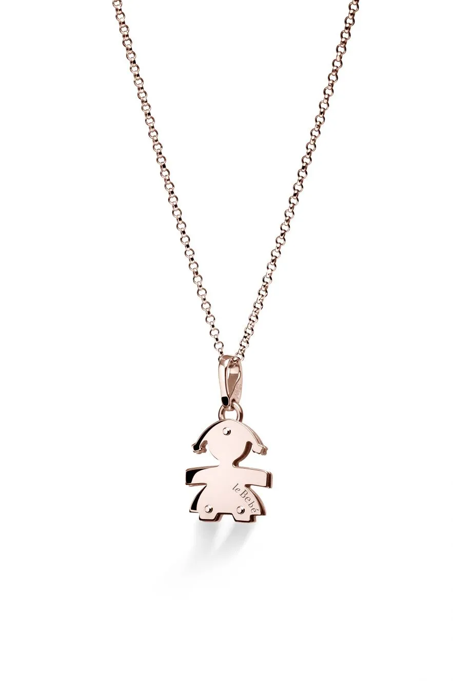 Collana con Ciondolo Bimba in Oro Rosé e Diamanti 0.22ct Le Bebé