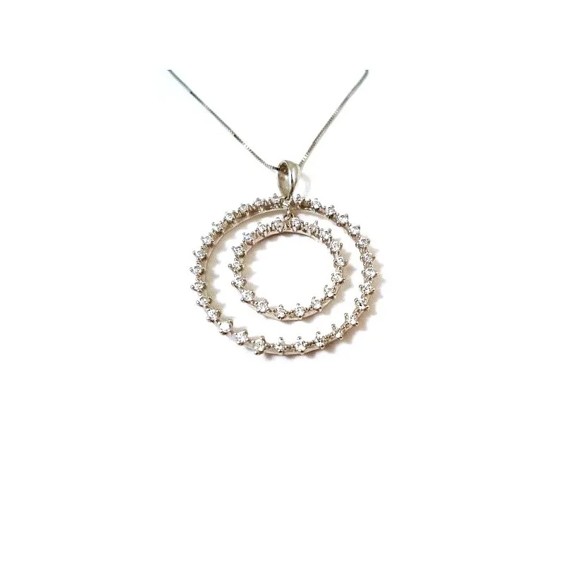 COLLANA CON CIONDOLO IN ORO BIANCO 18 KT CON ZIRCONI TAGLIO BRILLANTE