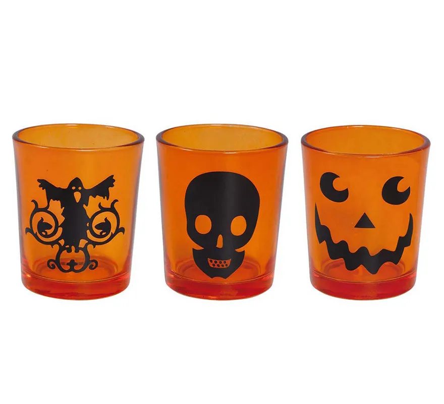 Confezione da 3 bicchieri in vetro per Halloween 6,5X5 cm