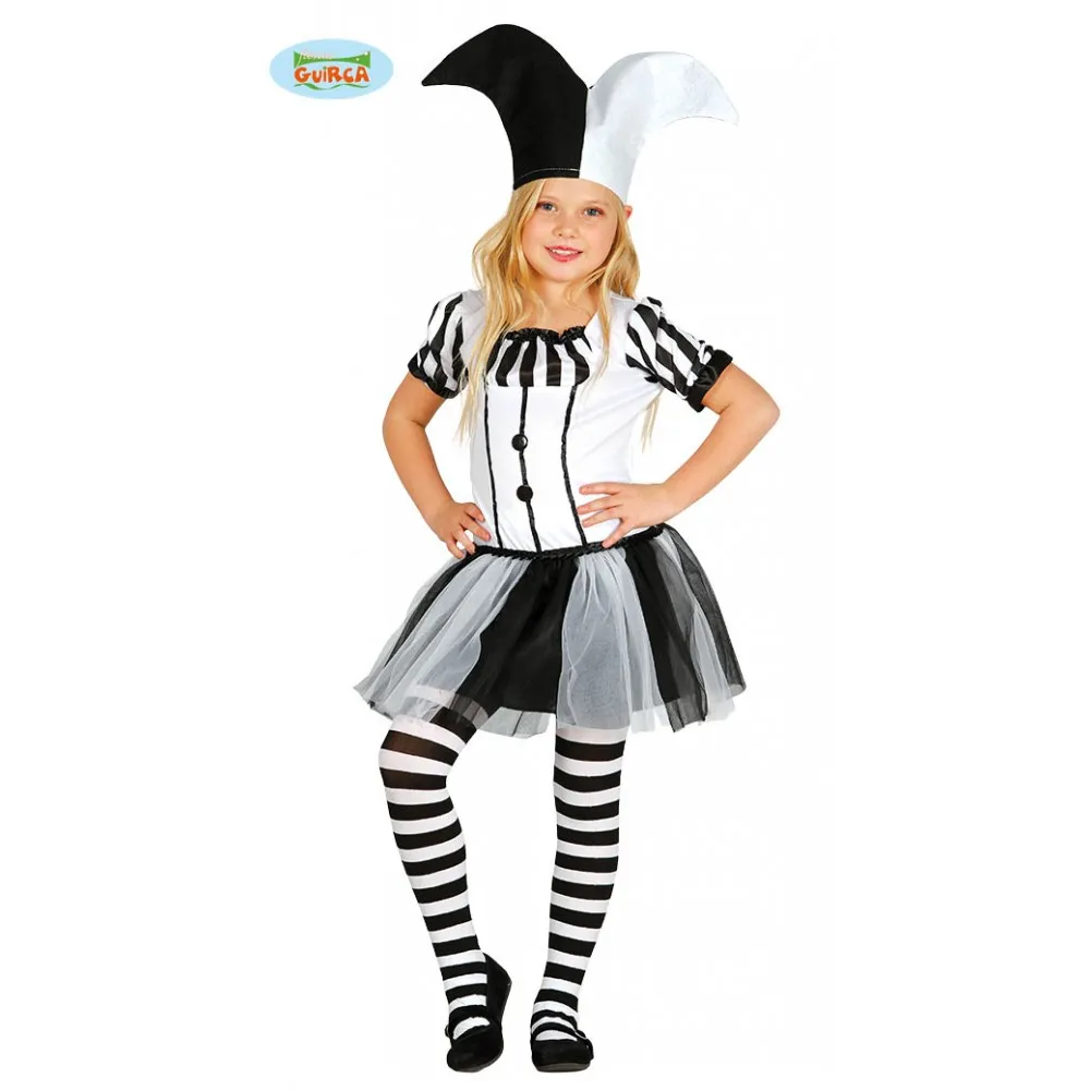 Costume Joker Arlecchino Bambina 5/6 Anni Travestimento Carnevale Halloween Fun