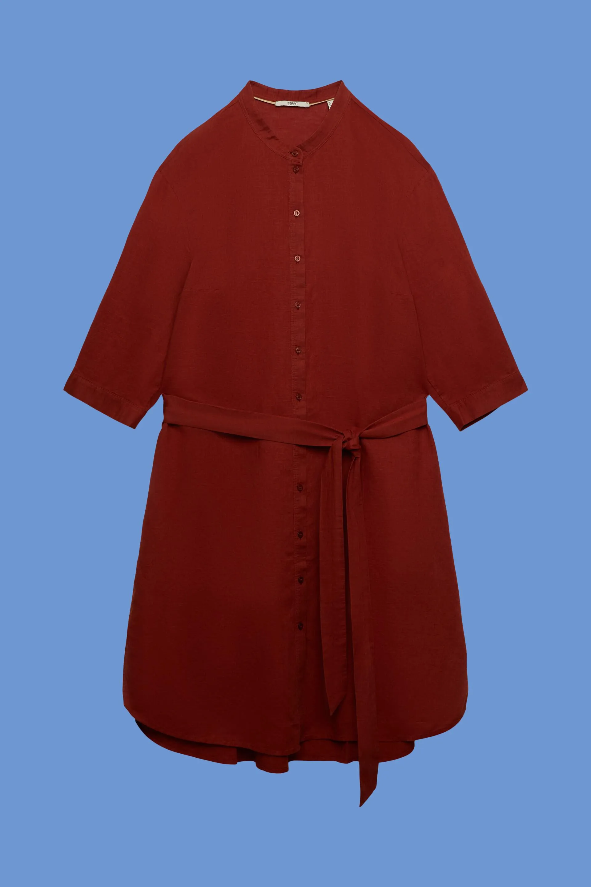 CURVY Abito camicia con cintura, misto lino e cotone