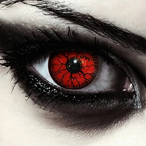 DESIGNLENSES, Lenti a contatto giornaliere colorate rosse per costume di Halloween da zombie, senza gradazione, 1 paio (2 pezzi)