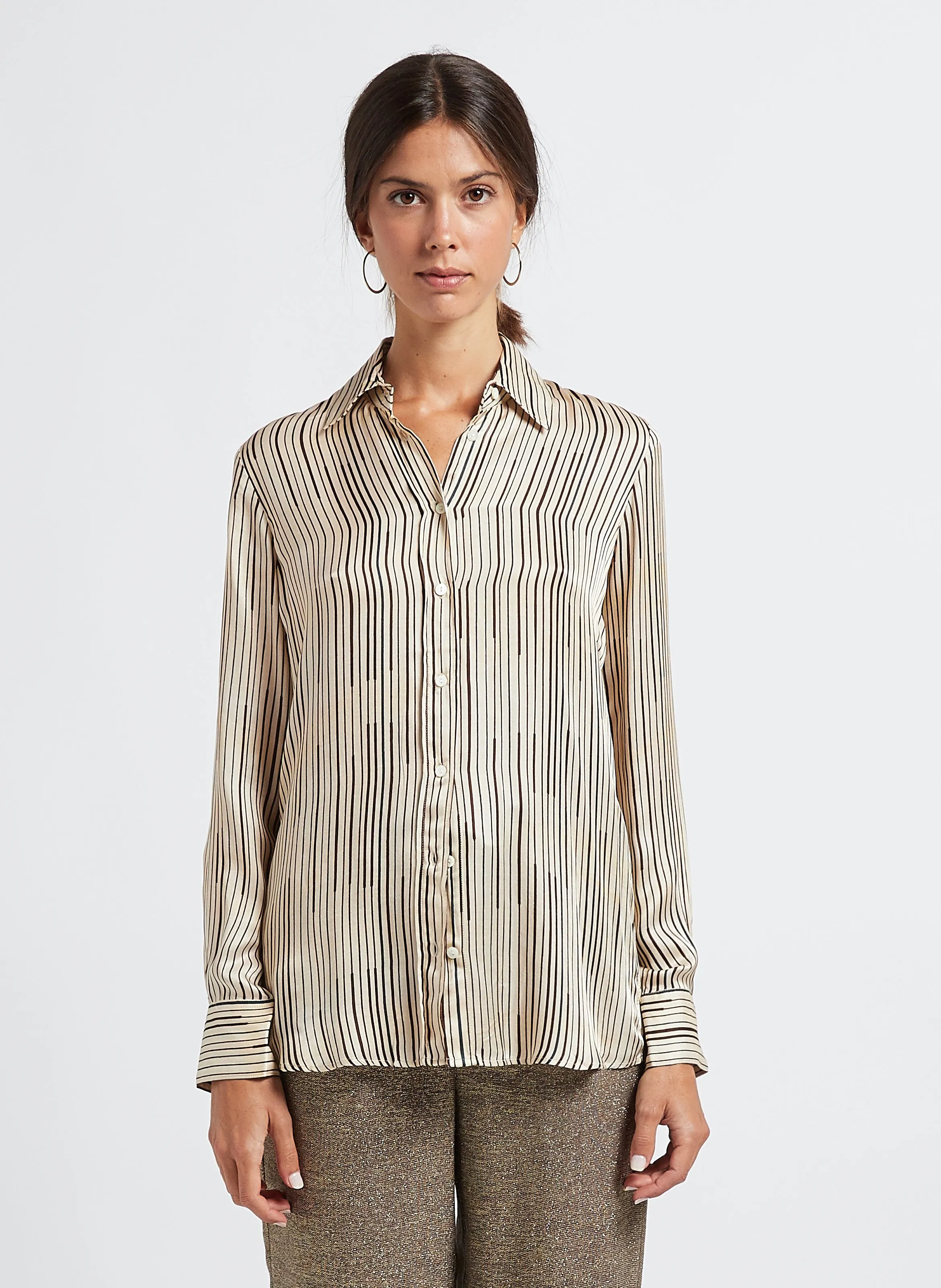 DIEGA   CEZA - Camicia a righe con colletto classico | Beige