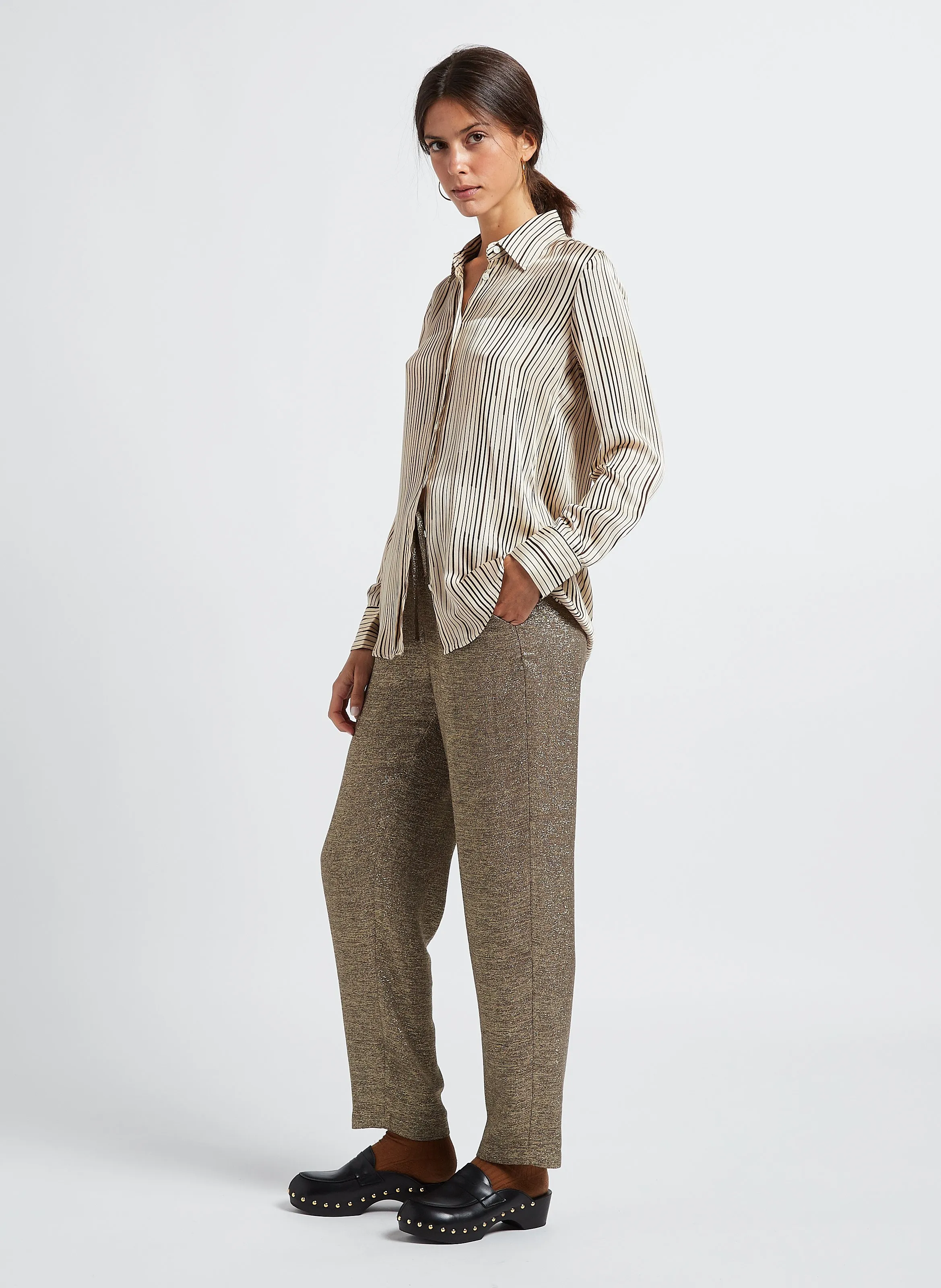  DIEGA   CEZA - Camicia a righe con colletto classico | Beige