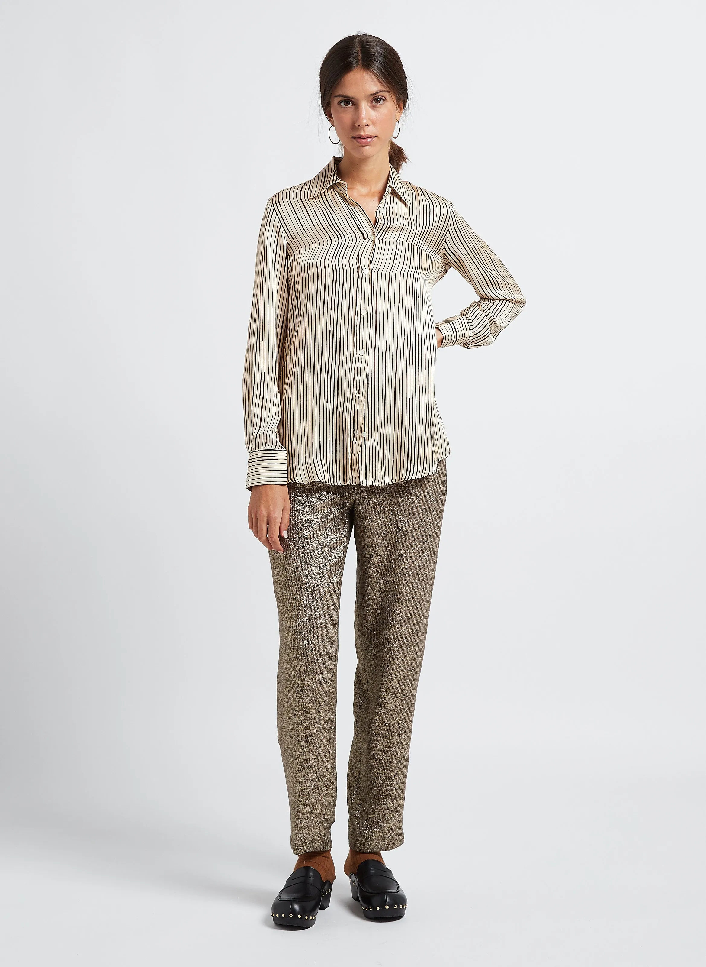  DIEGA   CEZA - Camicia a righe con colletto classico | Beige