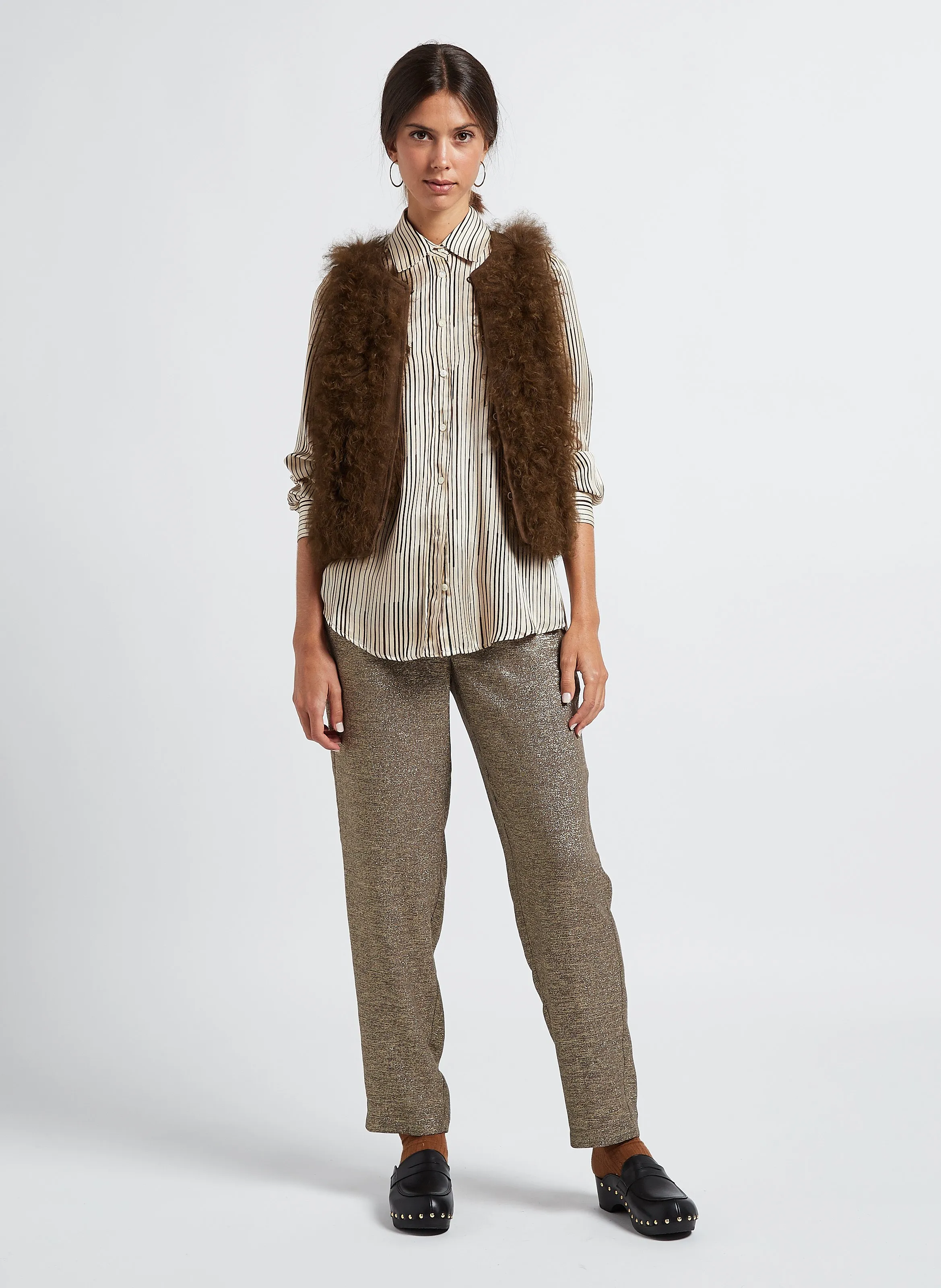  DIEGA   CEZA - Camicia a righe con colletto classico | Beige