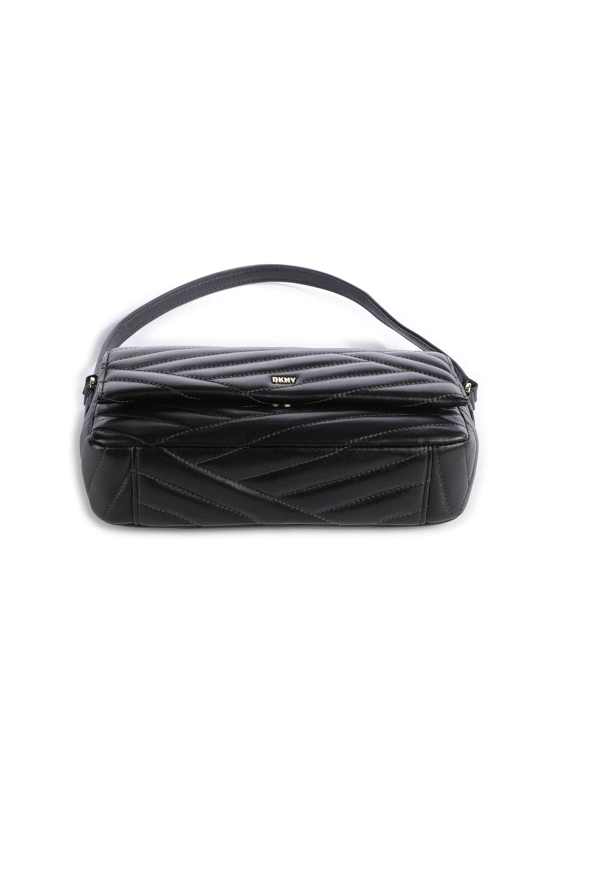  DKNY Sara Borsa a spalla cuoio di agnello nero  