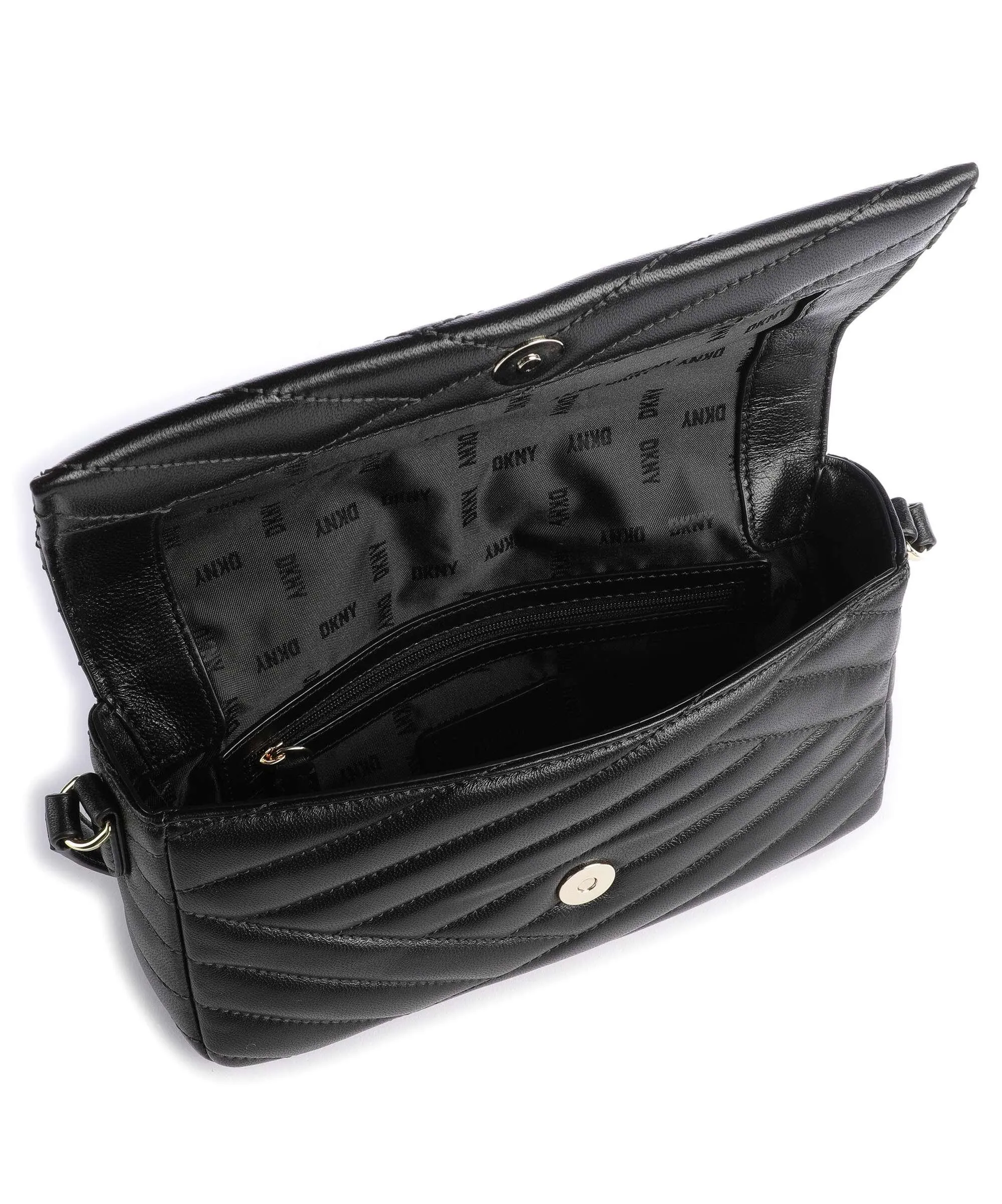  DKNY Sara Borsa a spalla cuoio di agnello nero  