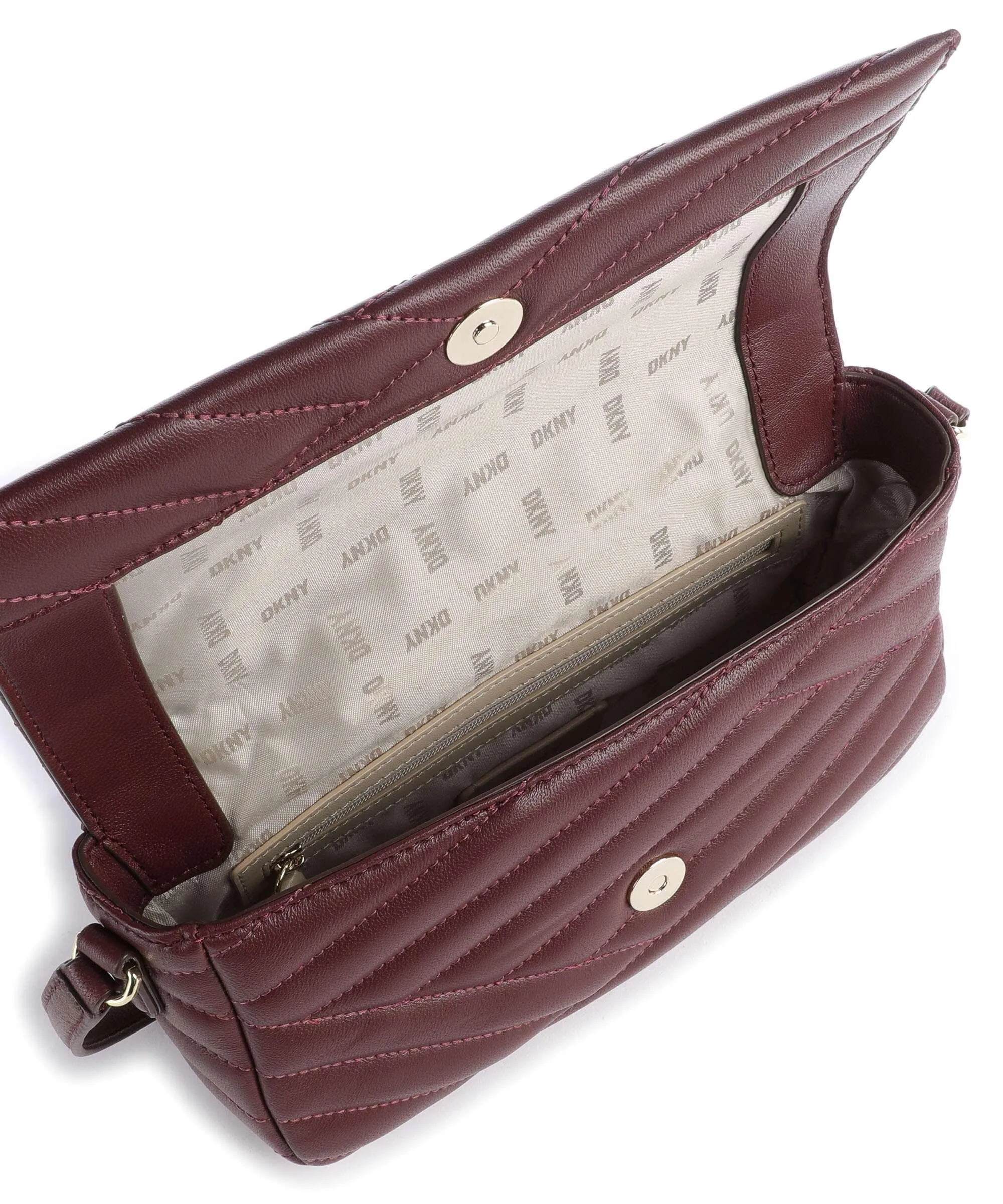  DKNY Sara Borsa a spalla cuoio di agnello rosso scuro  