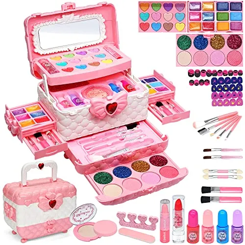 EVACOK Set di Trucchi per Bambini e Bambine, 57 pezzi Set per il Trucco per Bambini, per ragazze, Giocattoli, Halloween, Natale,