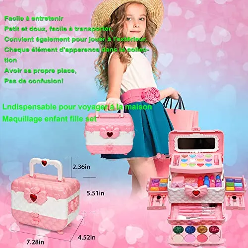 EVACOK Set di Trucchi per Bambini e Bambine, 57 pezzi Set per il Trucco per Bambini, per ragazze, Giocattoli, Halloween, Natale,