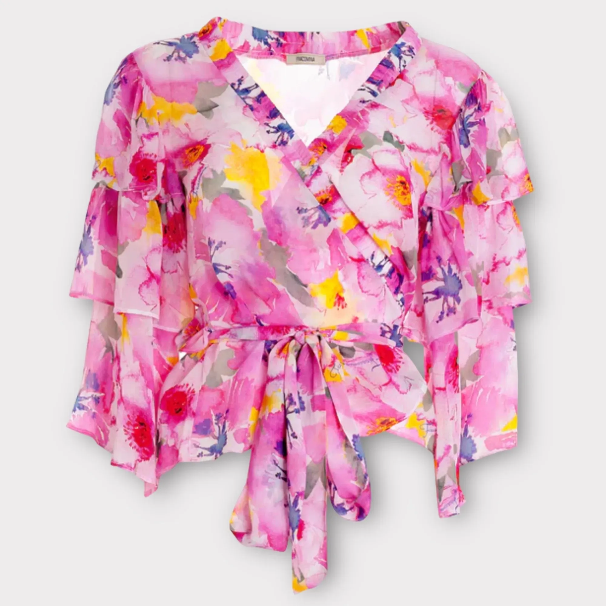 Fracomina – Blusa ad incrocio fantasia floreale