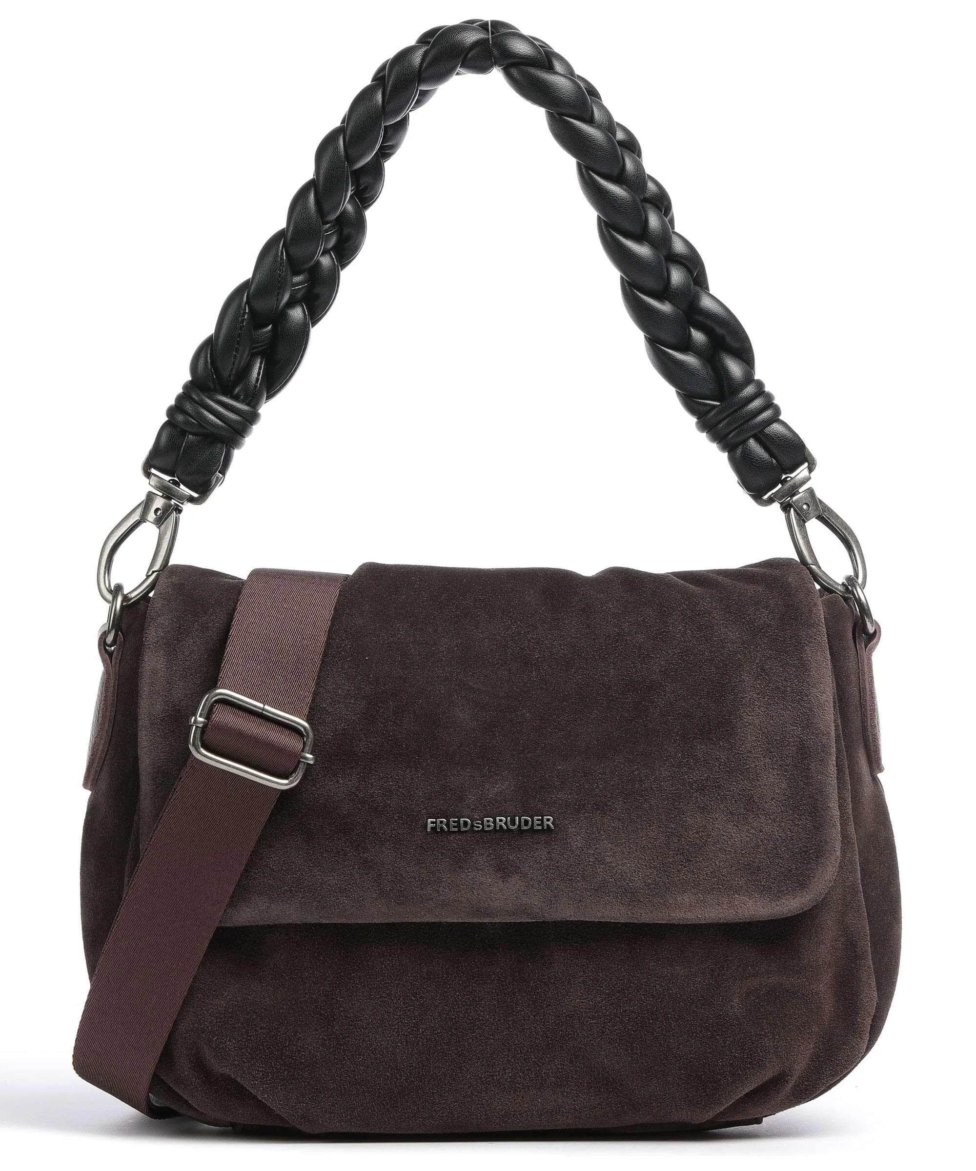  FredsBruder Jo Borsa a spalla pelle ruvida, pelle granulata marrone scuro  