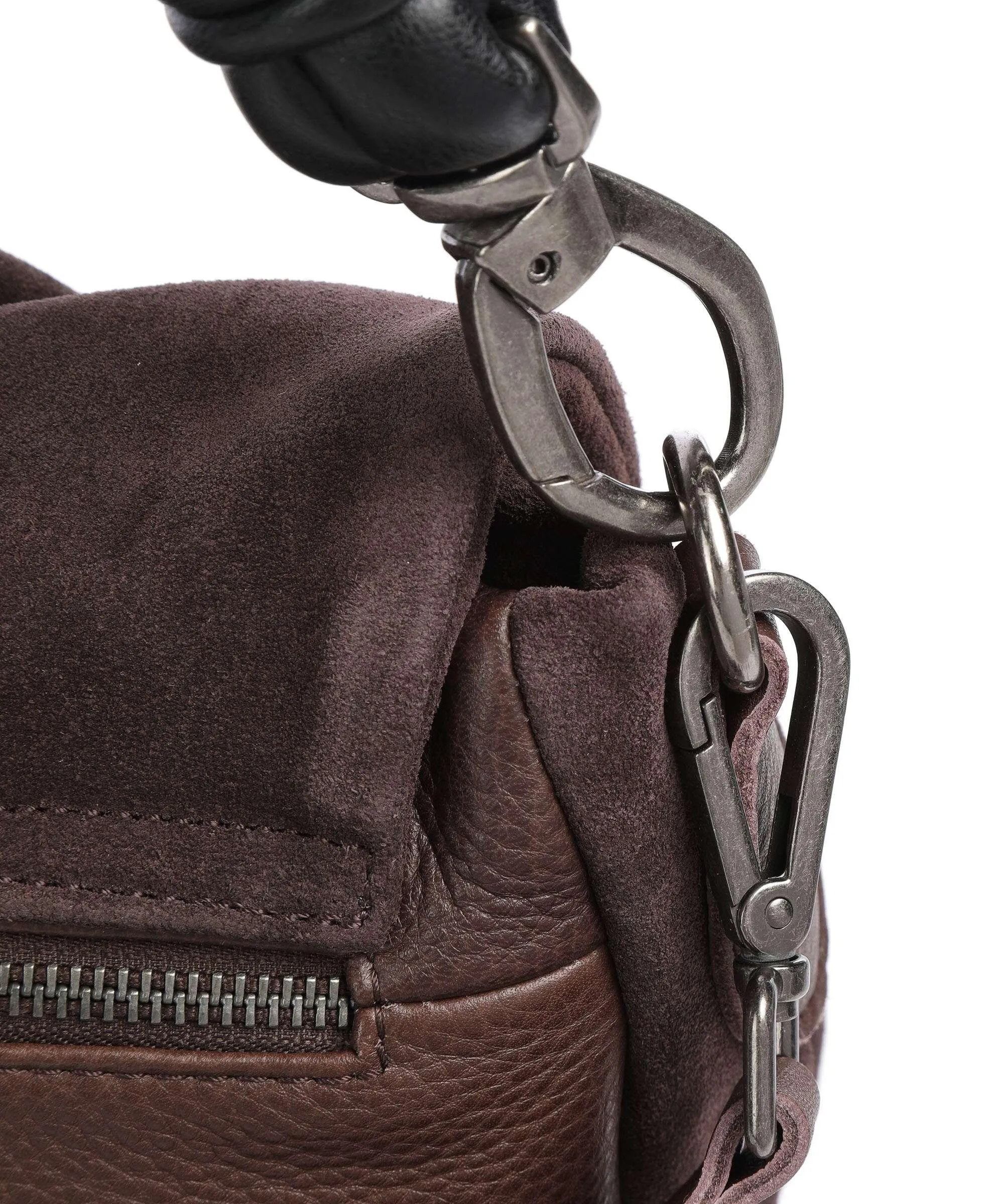  FredsBruder Jo Borsa a spalla pelle ruvida, pelle granulata marrone scuro  