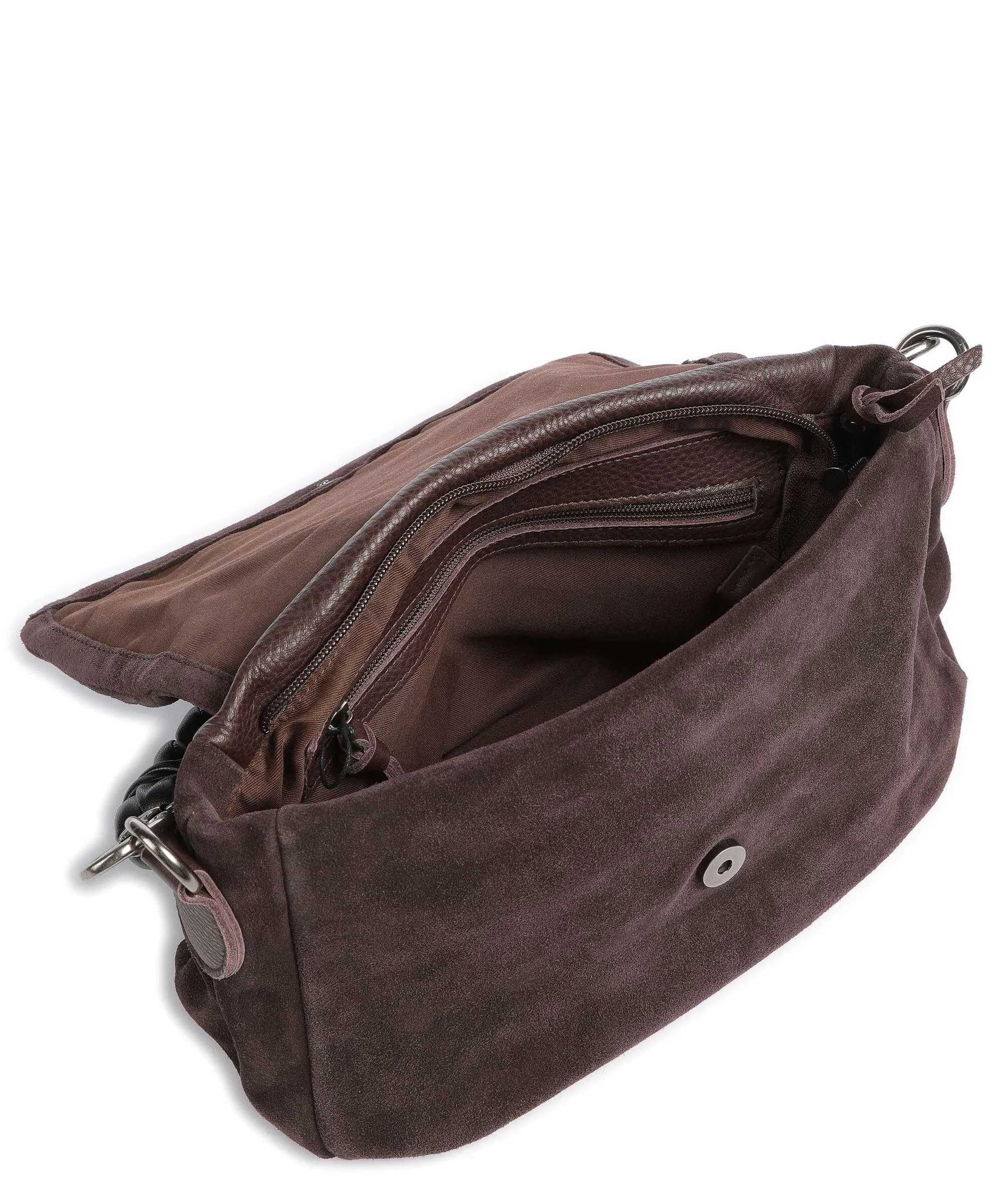  FredsBruder Jo Borsa a spalla pelle ruvida, pelle granulata marrone scuro  