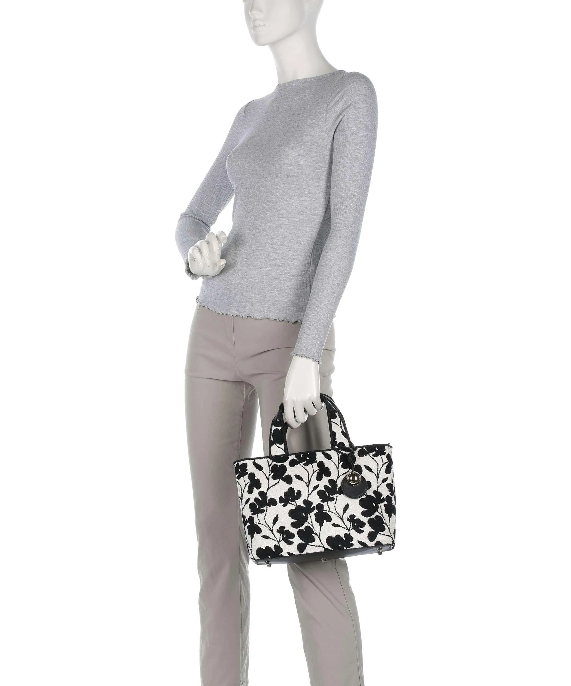  Furla Alissa S Borsa a mano tissu bianco/nero  
