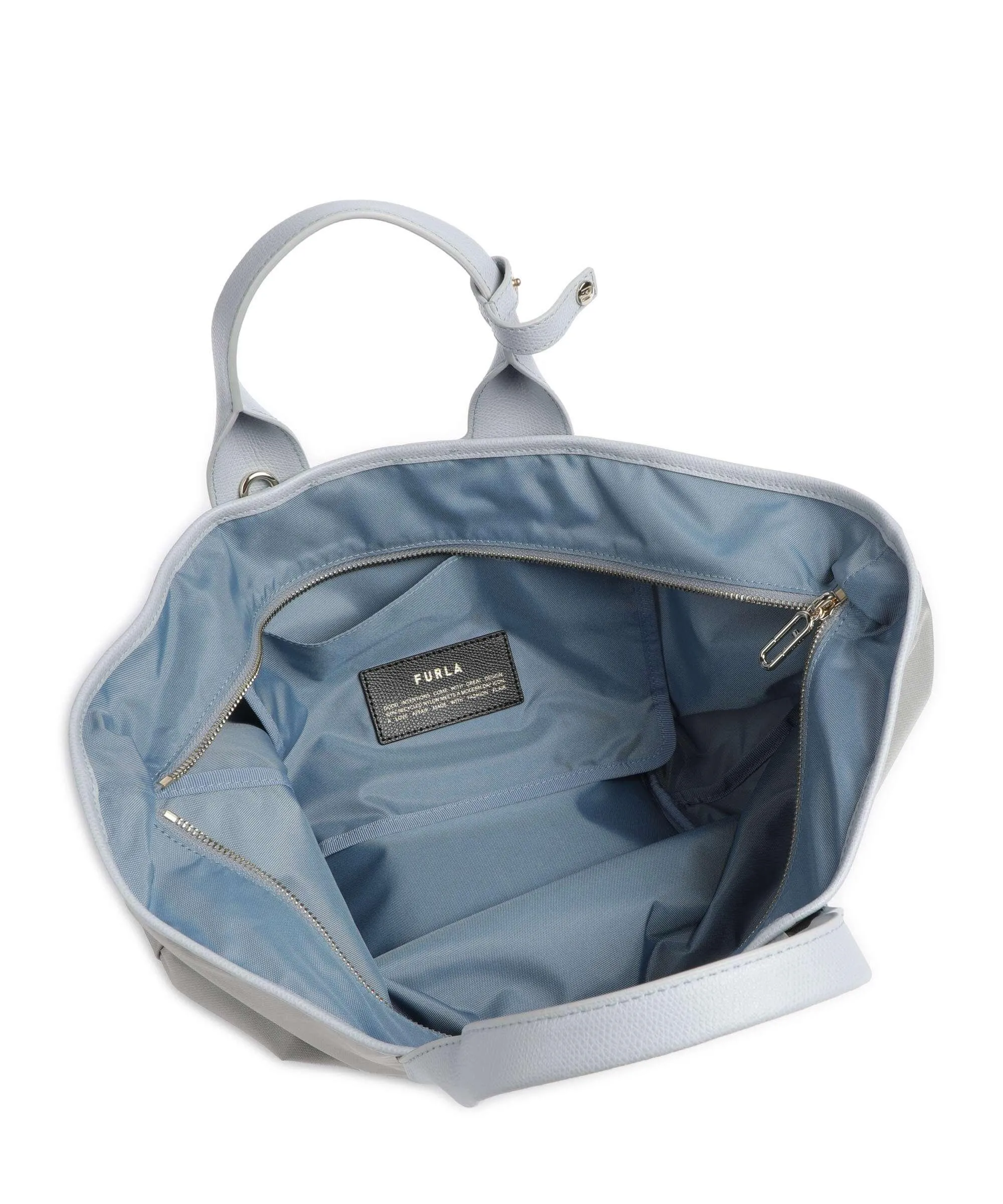  Furla Arco Fly L Borsa a mano nylon grigio chiaro  