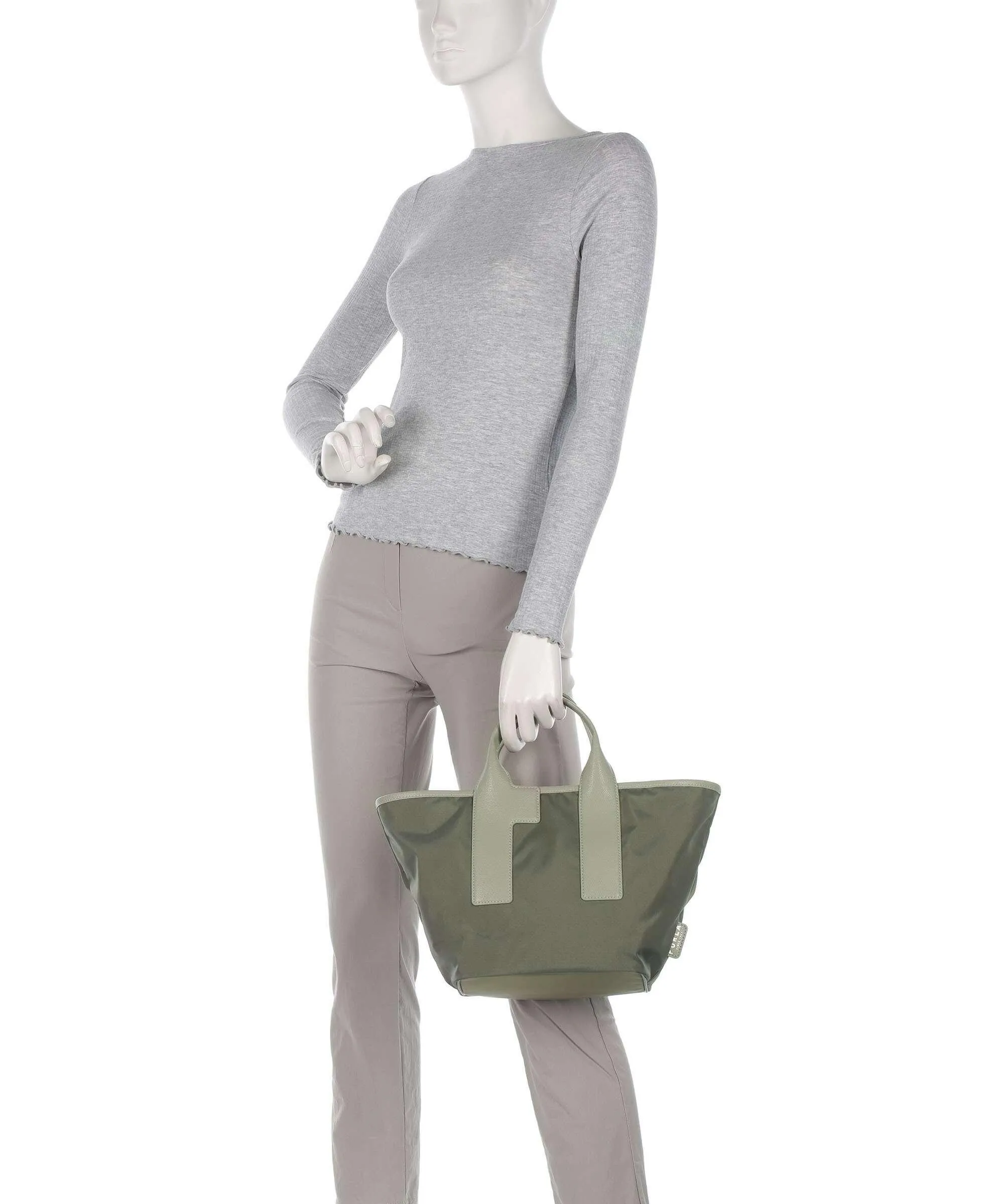  Furla Arco Fly M Borsa a mano nylon cachi  