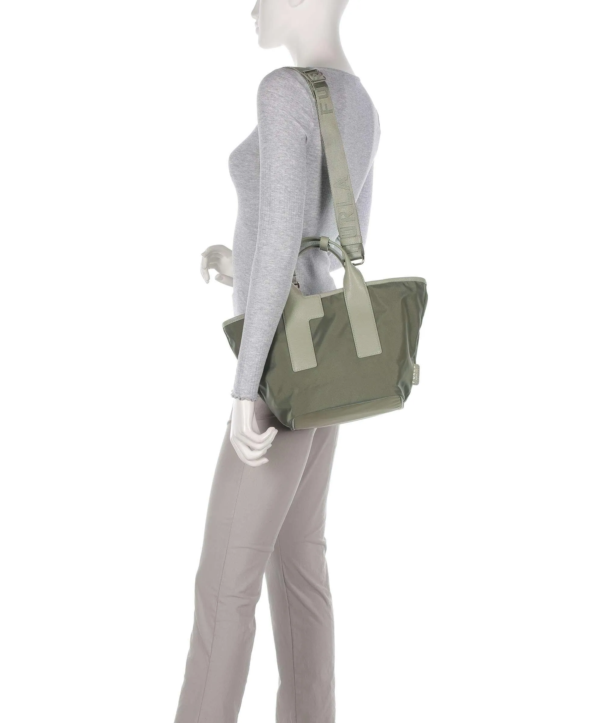  Furla Arco Fly M Borsa a mano nylon cachi  