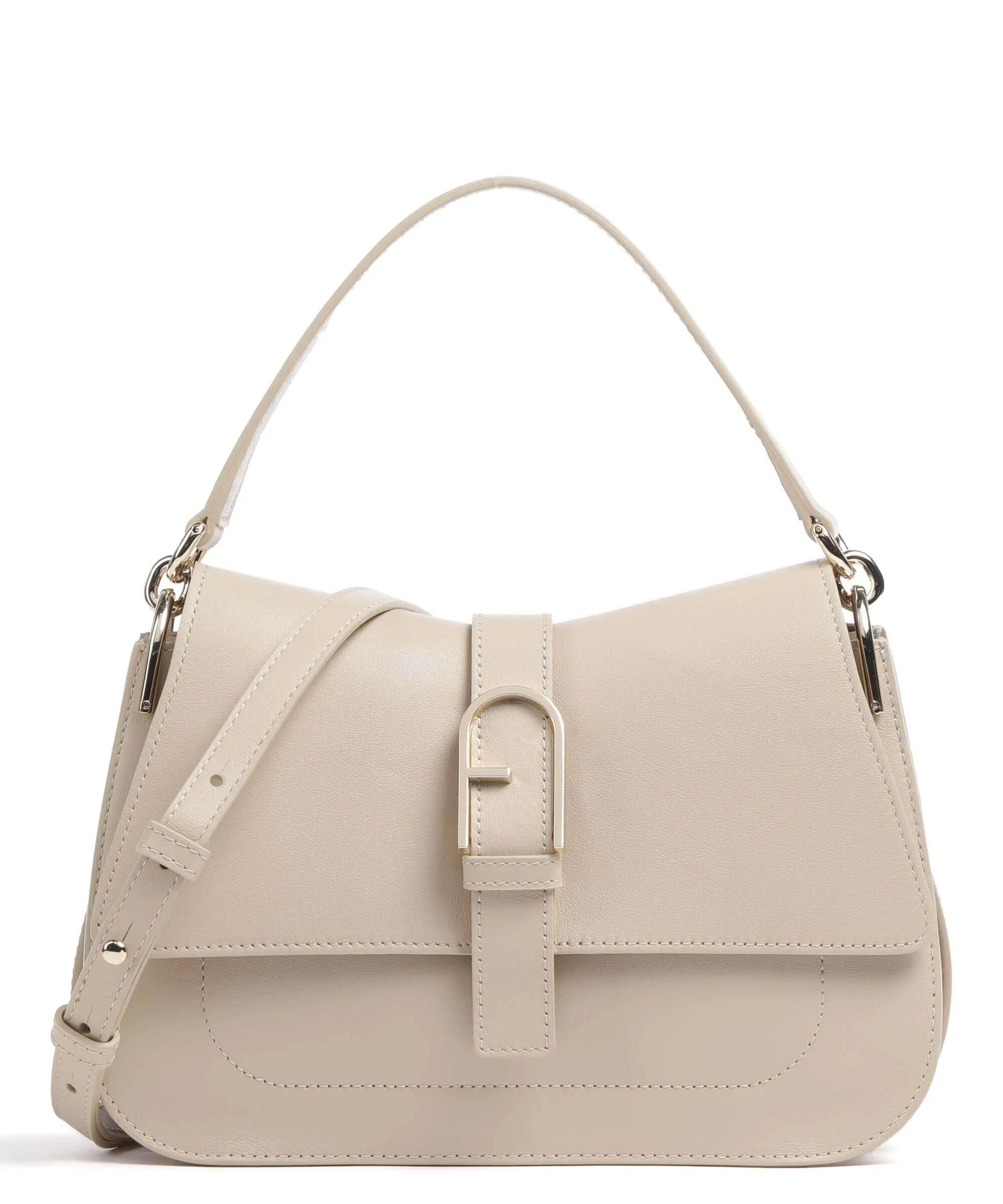  Furla Flow M Borsa a mano pelle a grana fine beige  