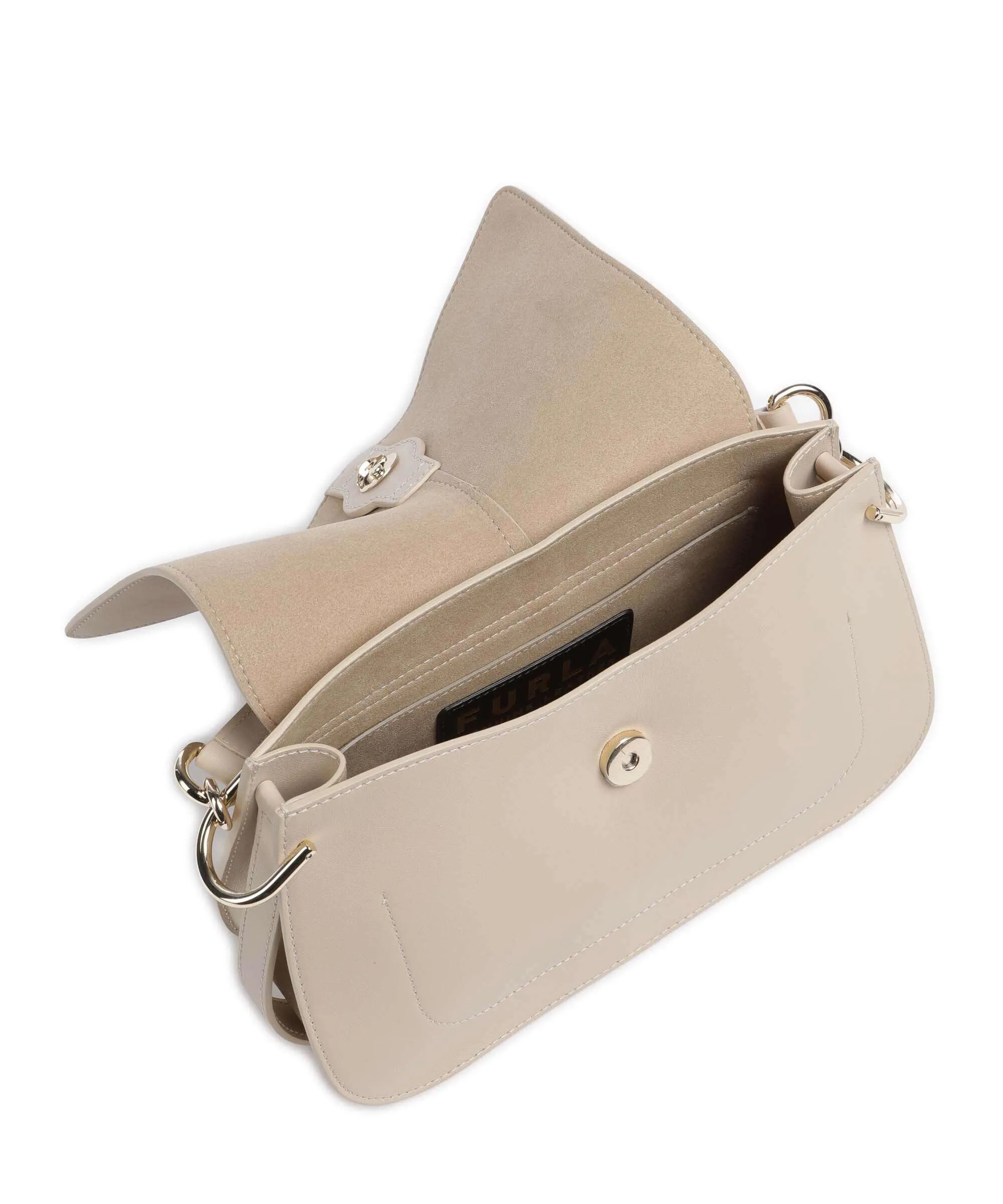  Furla Flow M Borsa a mano pelle a grana fine beige  