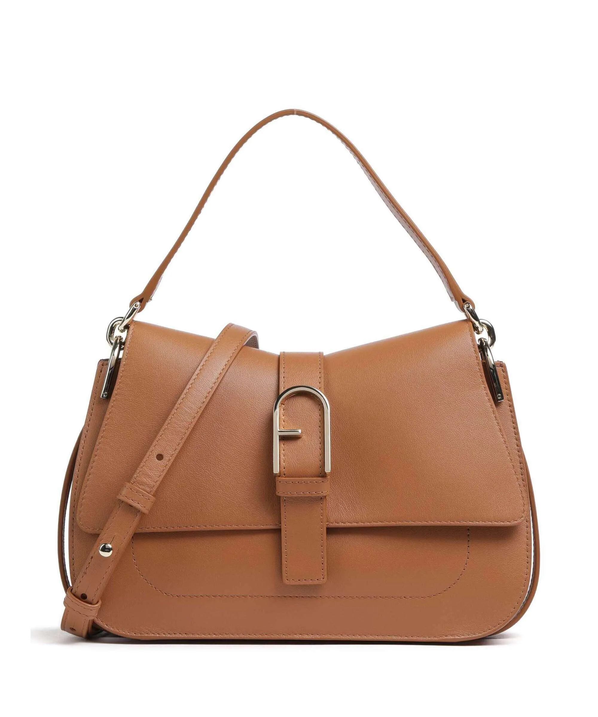  Furla Flow M Borsa a mano pelle a grana fine marrone  