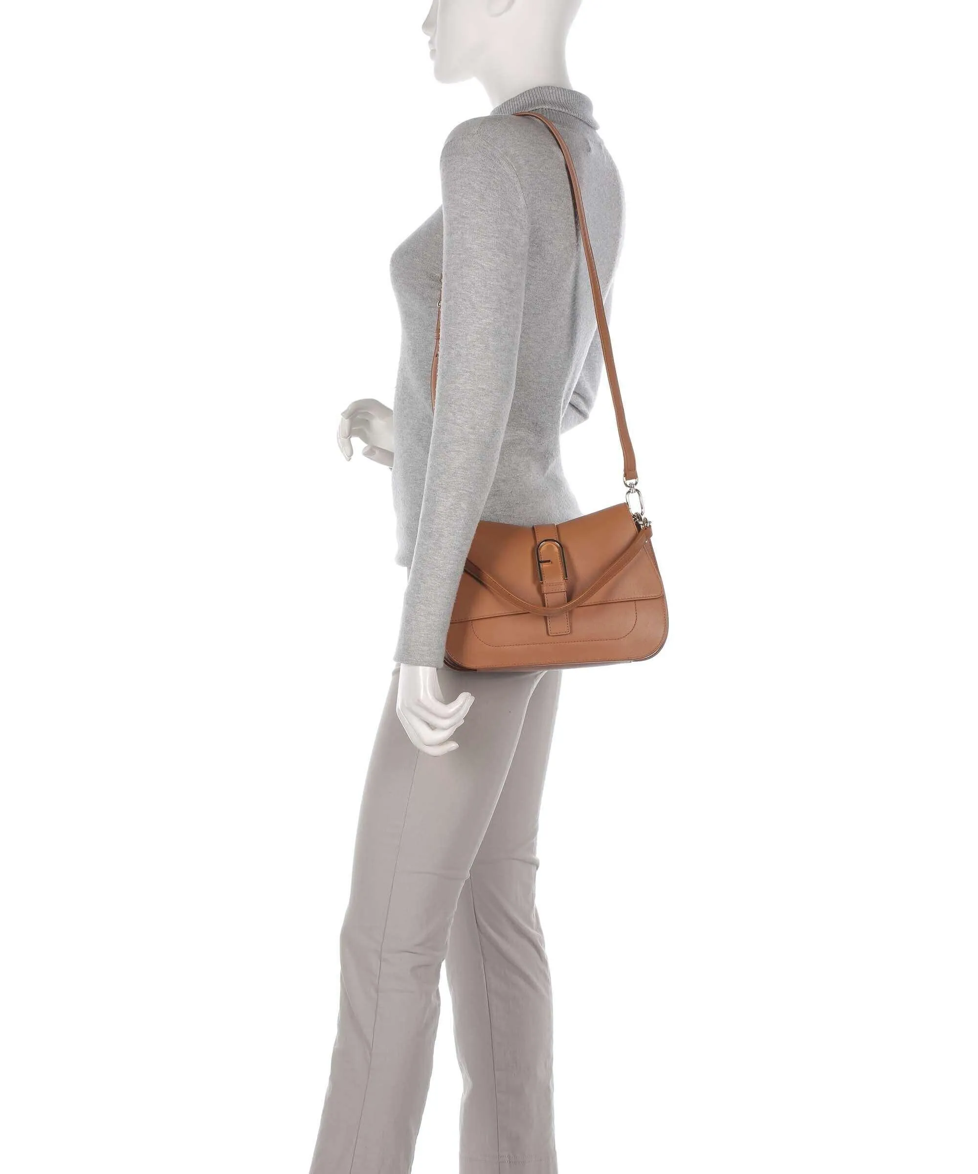  Furla Flow M Borsa a mano pelle a grana fine marrone  