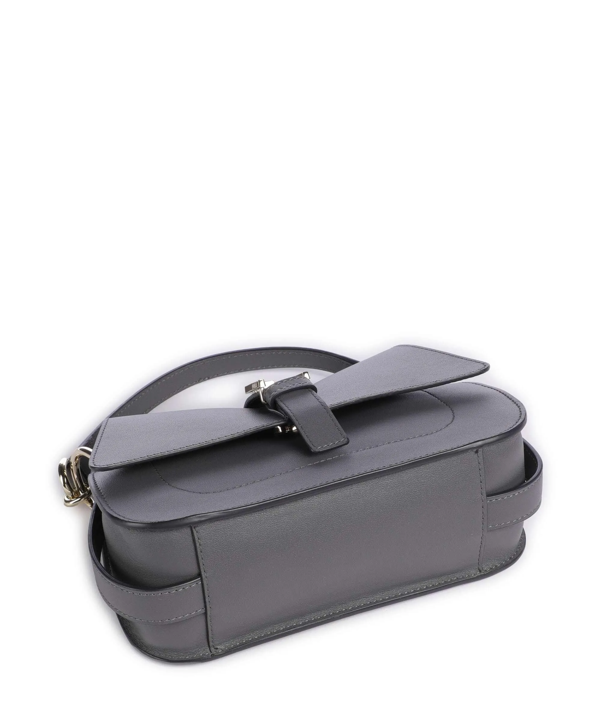  Furla Flow Mini Borsa a mano pelle a grana fine grigio scuro  