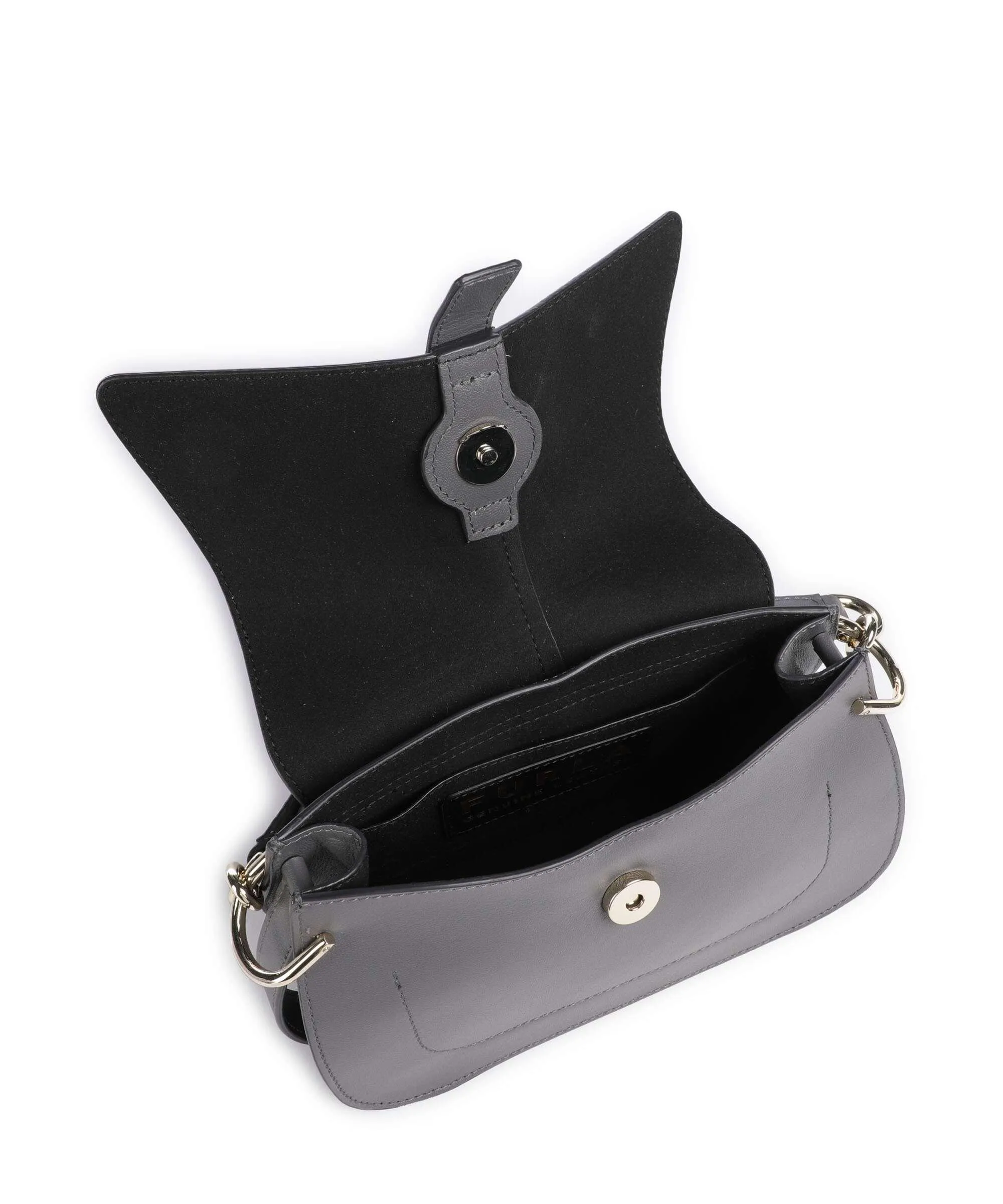  Furla Flow Mini Borsa a mano pelle a grana fine grigio scuro  