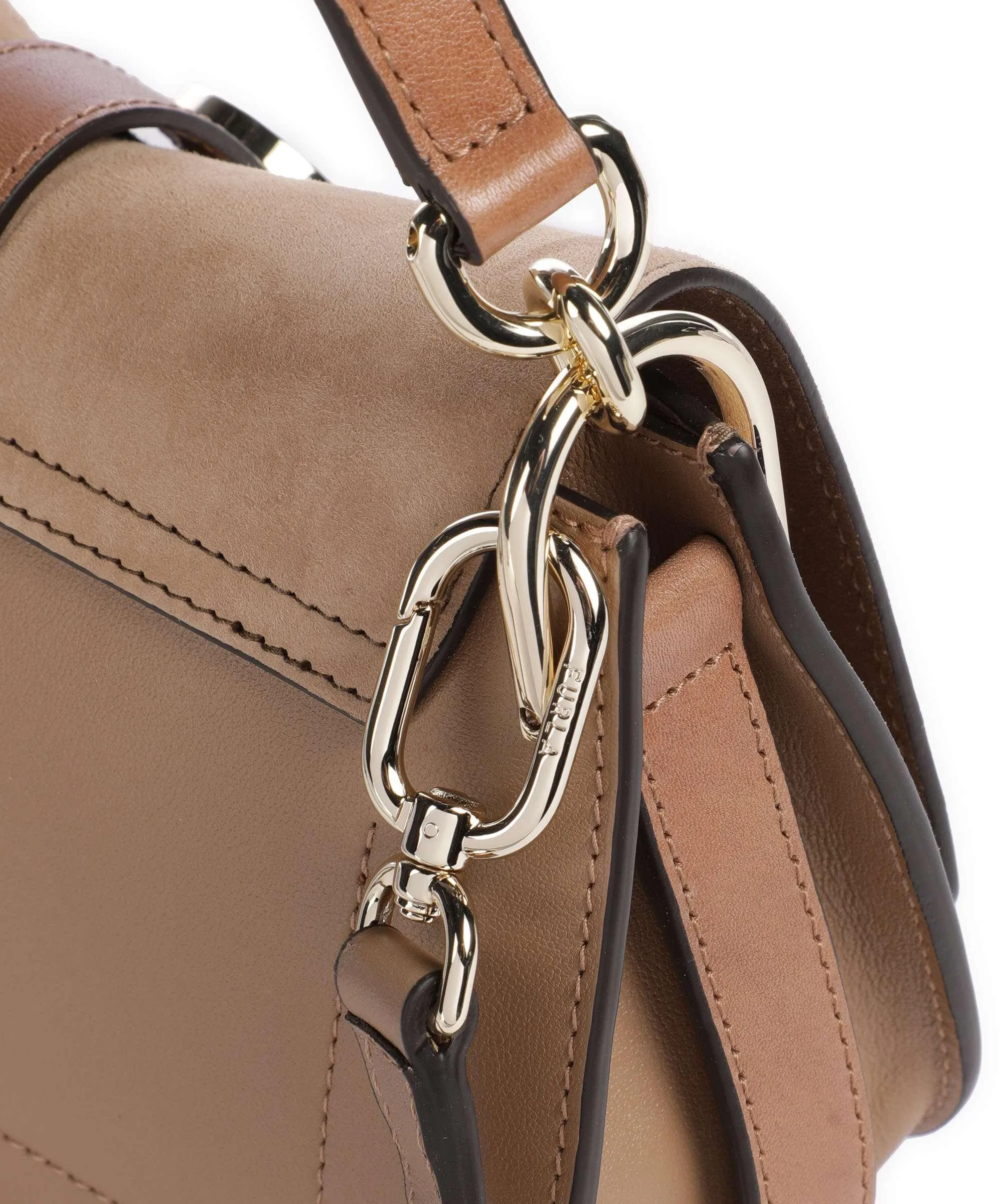  Furla Flow Mini Borsa a mano pelle ruvida, pelle a grana fine marrone chiaro  