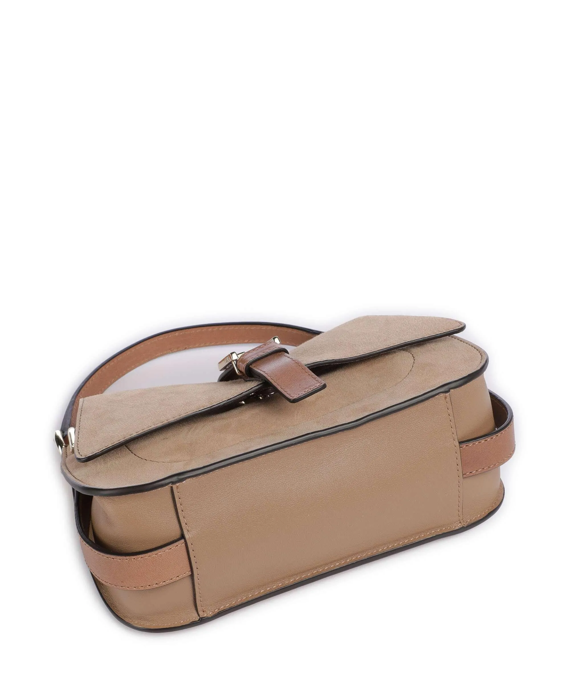  Furla Flow Mini Borsa a mano pelle ruvida, pelle a grana fine marrone chiaro  