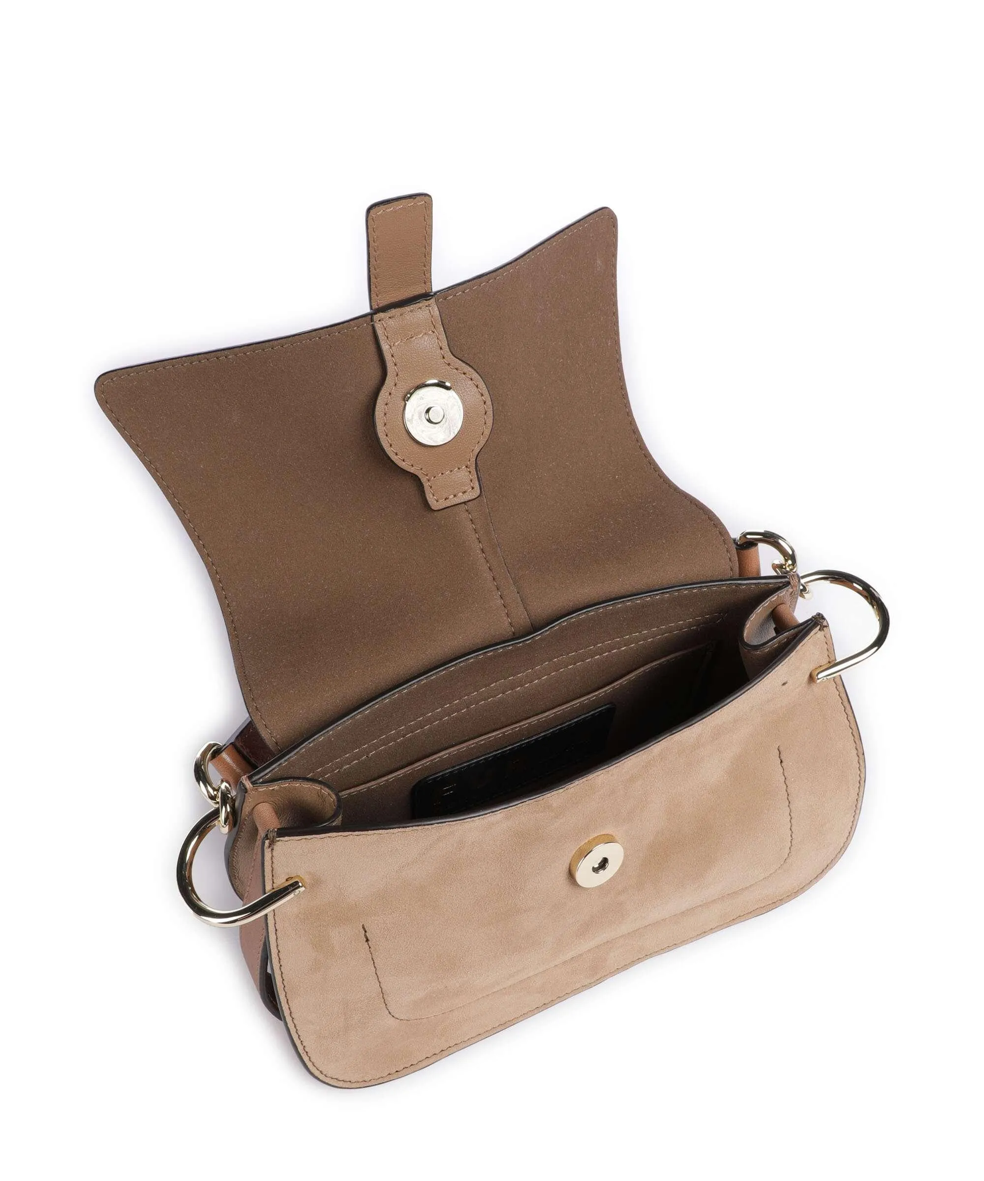  Furla Flow Mini Borsa a mano pelle ruvida, pelle a grana fine marrone chiaro  