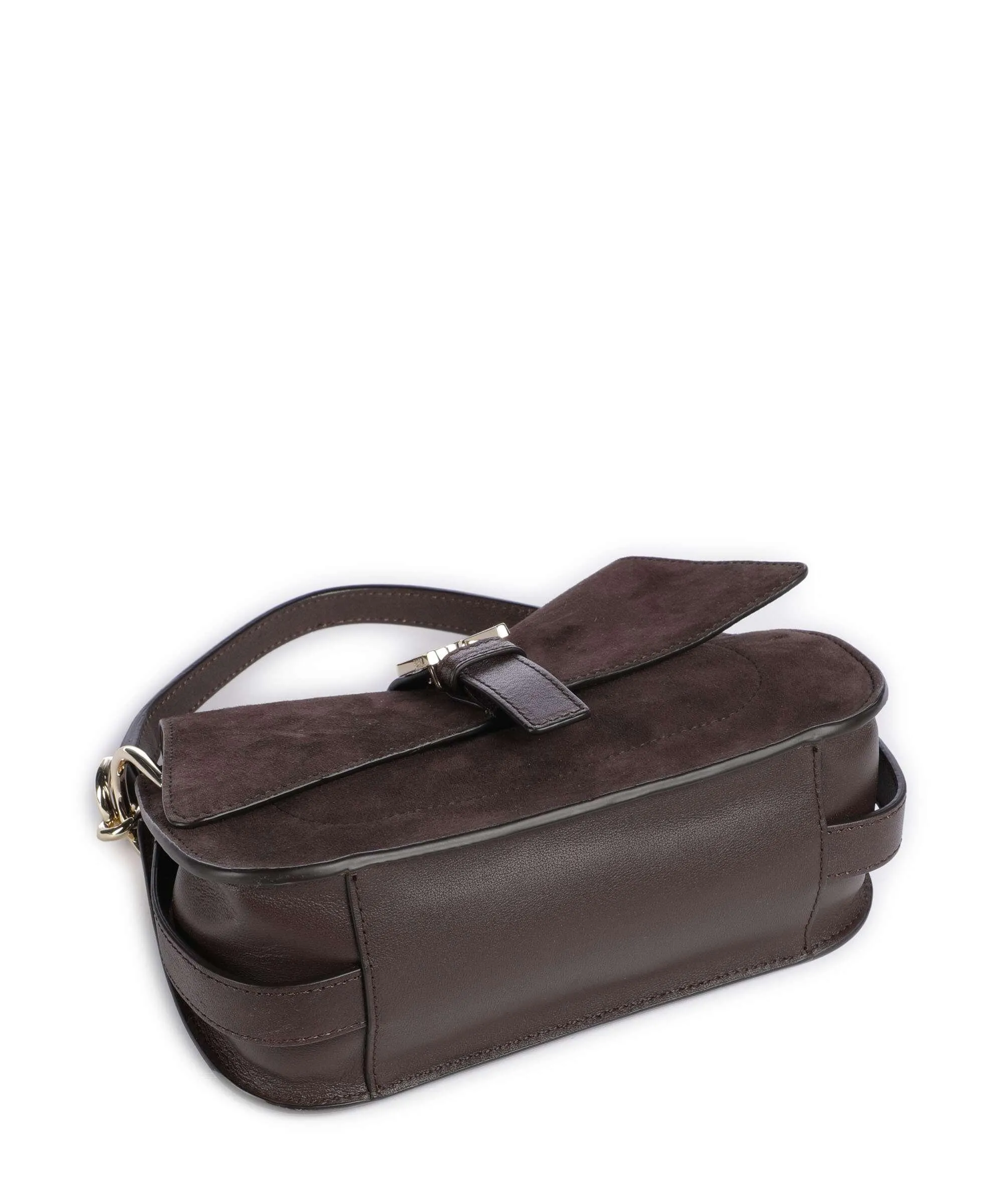  Furla Flow Mini Borsa a mano pelle ruvida, pelle a grana fine marrone scuro  