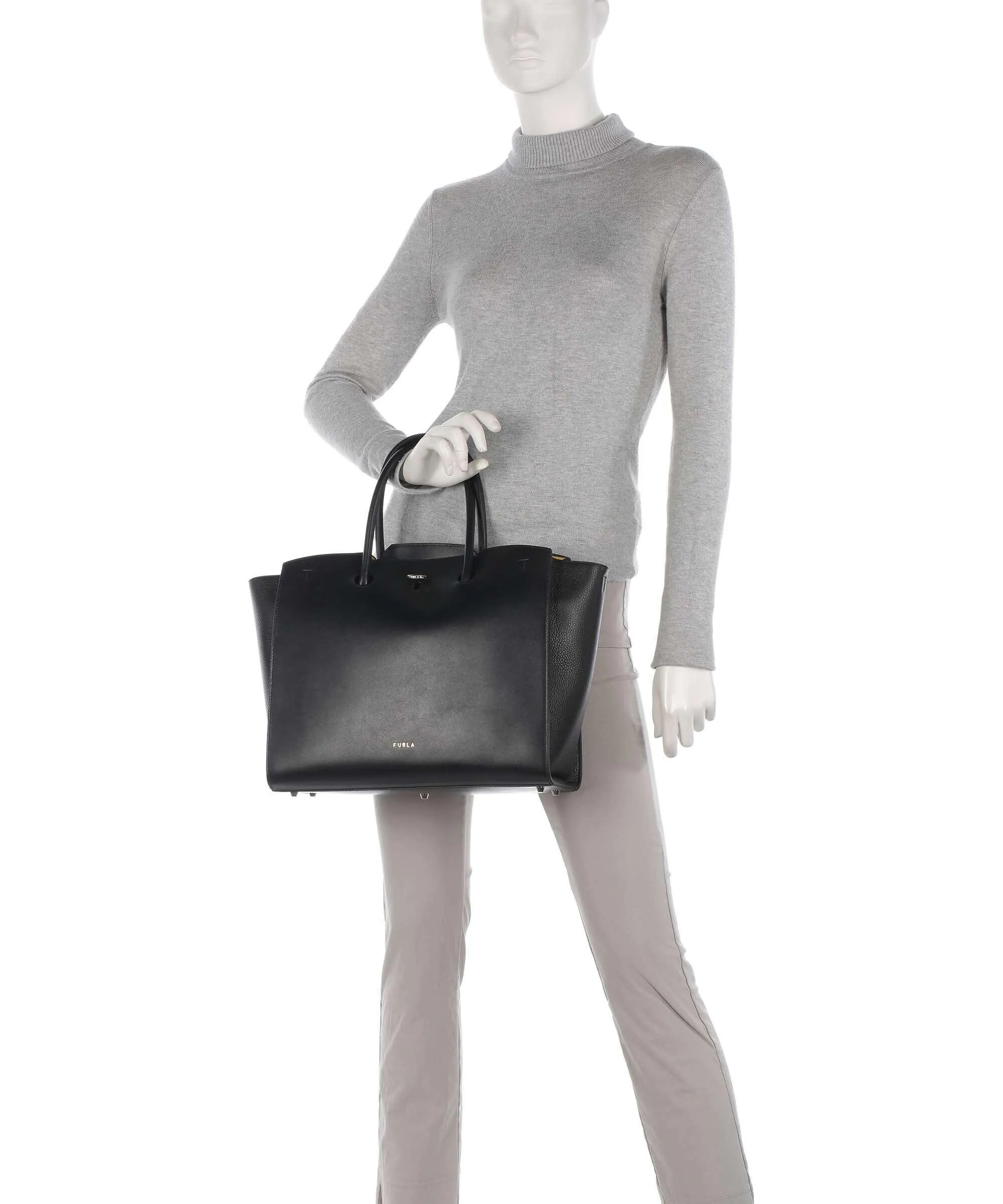  Furla Genesi L Borsa a mano pelle a grana fine nero  
