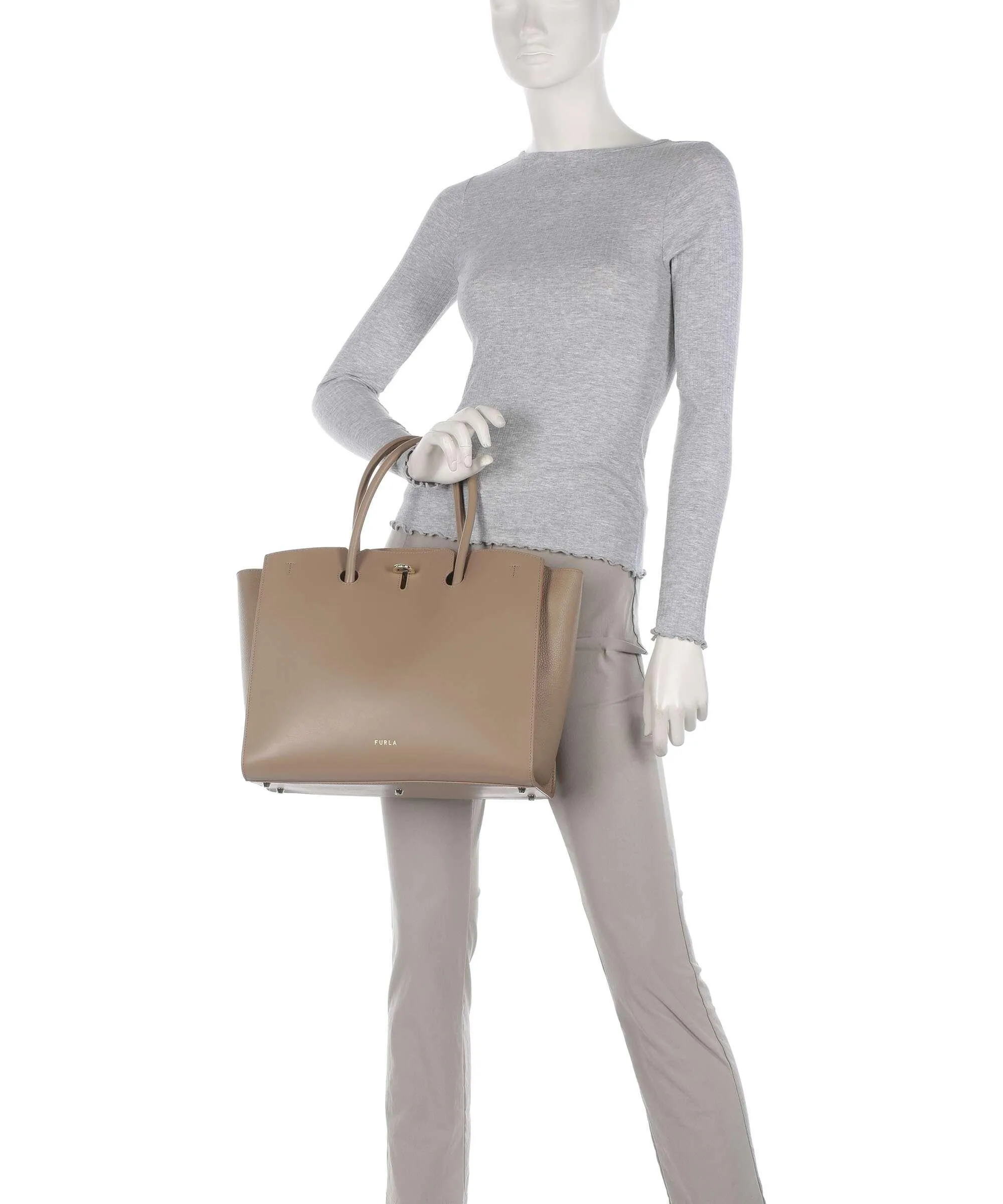  Furla Genesi L Borsa a mano pelle a grana fine taupe  