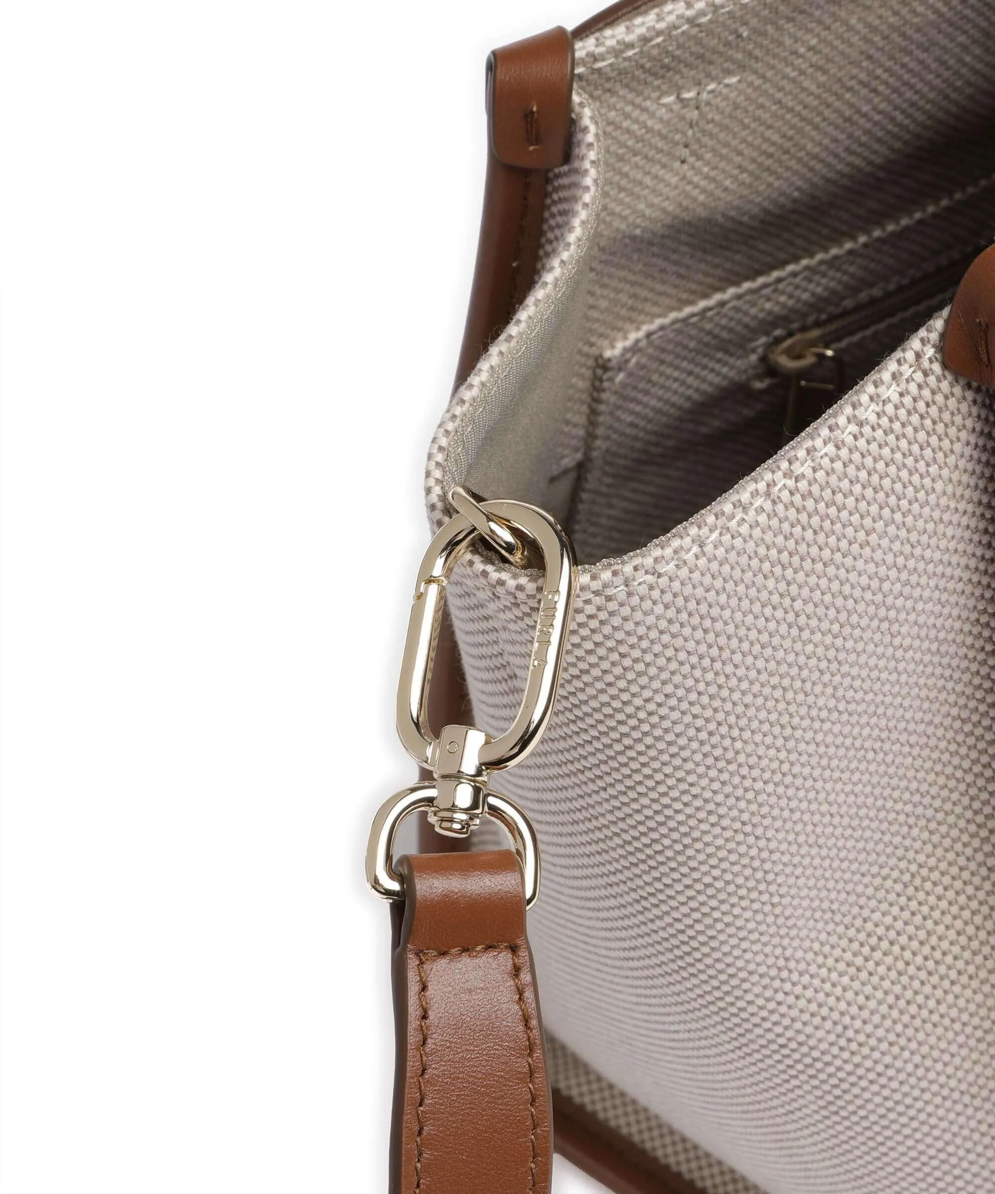  Furla Genesi M Borsa a mano pelle a grana fine, cotone beige/marrone  