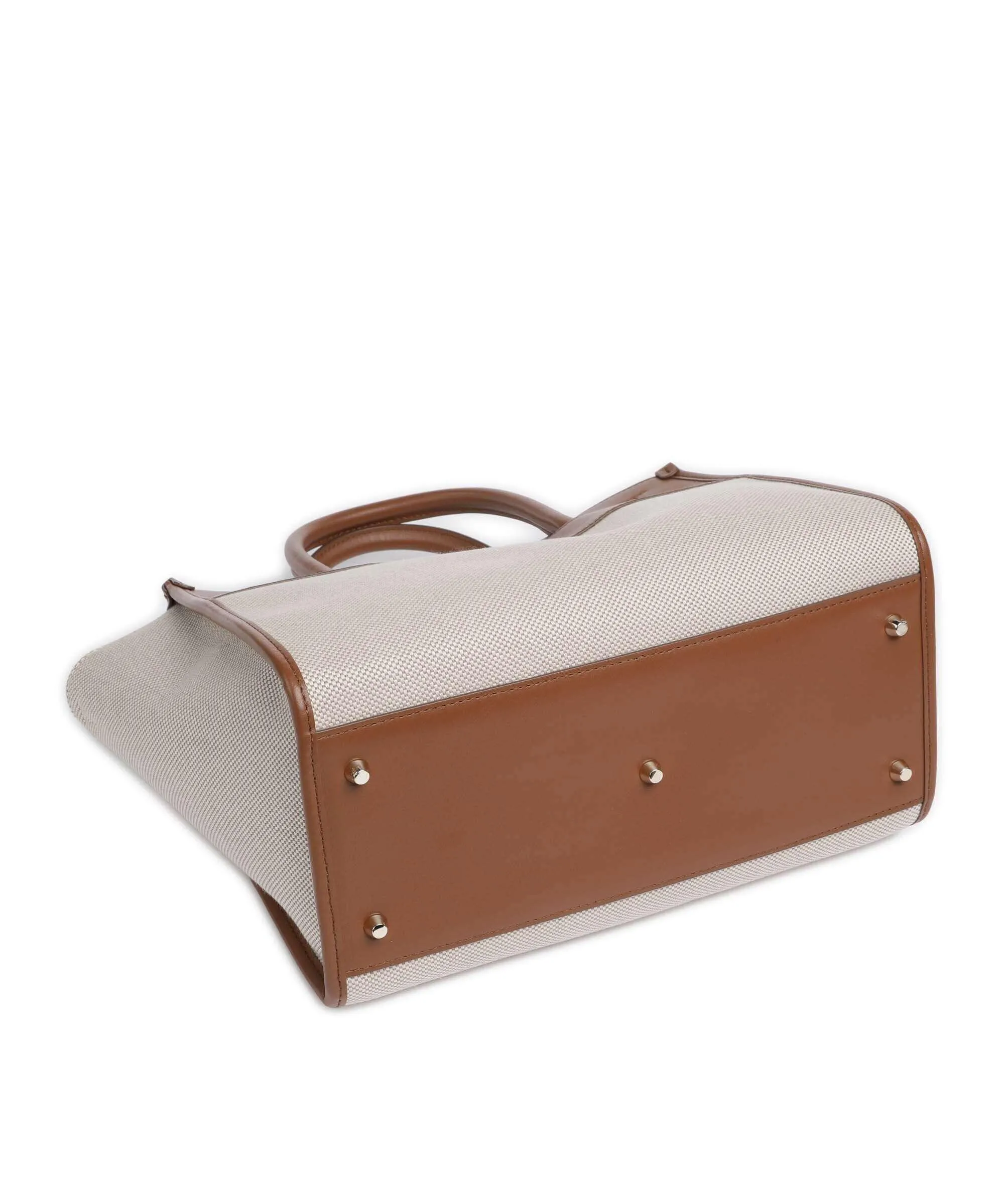  Furla Genesi M Borsa a mano pelle a grana fine, cotone beige/marrone  