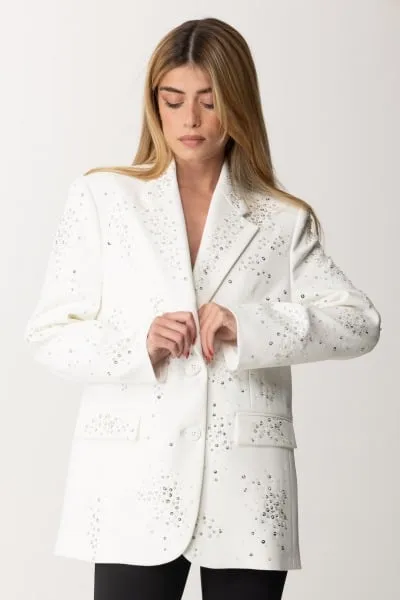 Giacca con ricamo di strass Avorio