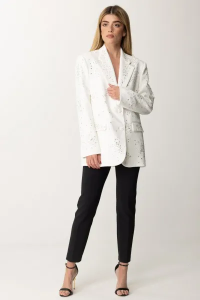 Giacca con ricamo di strass Avorio