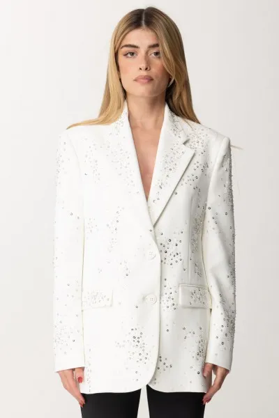 Giacca con ricamo di strass Avorio