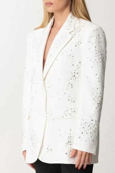 Giacca con ricamo di strass Avorio