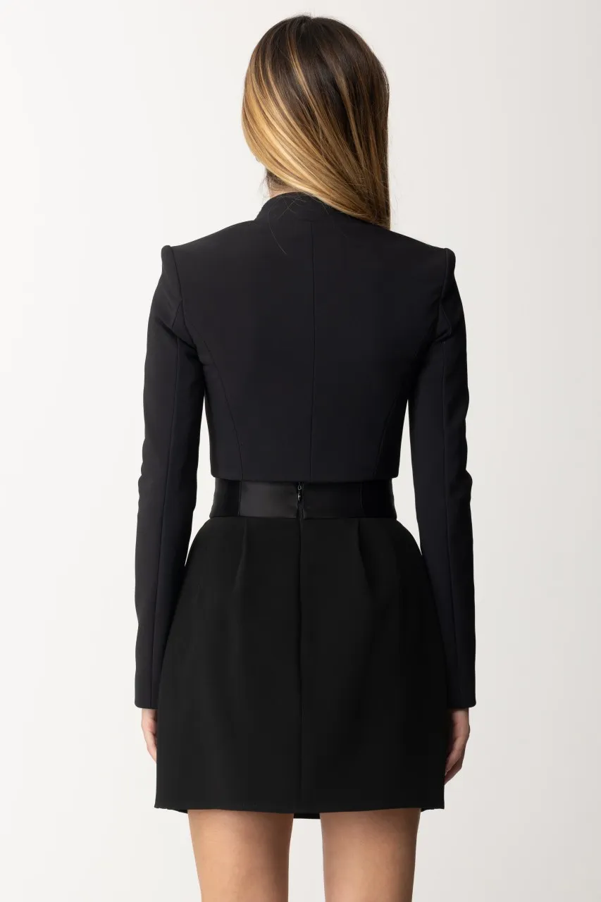 Giacca corta con ricamo paillettes Nero